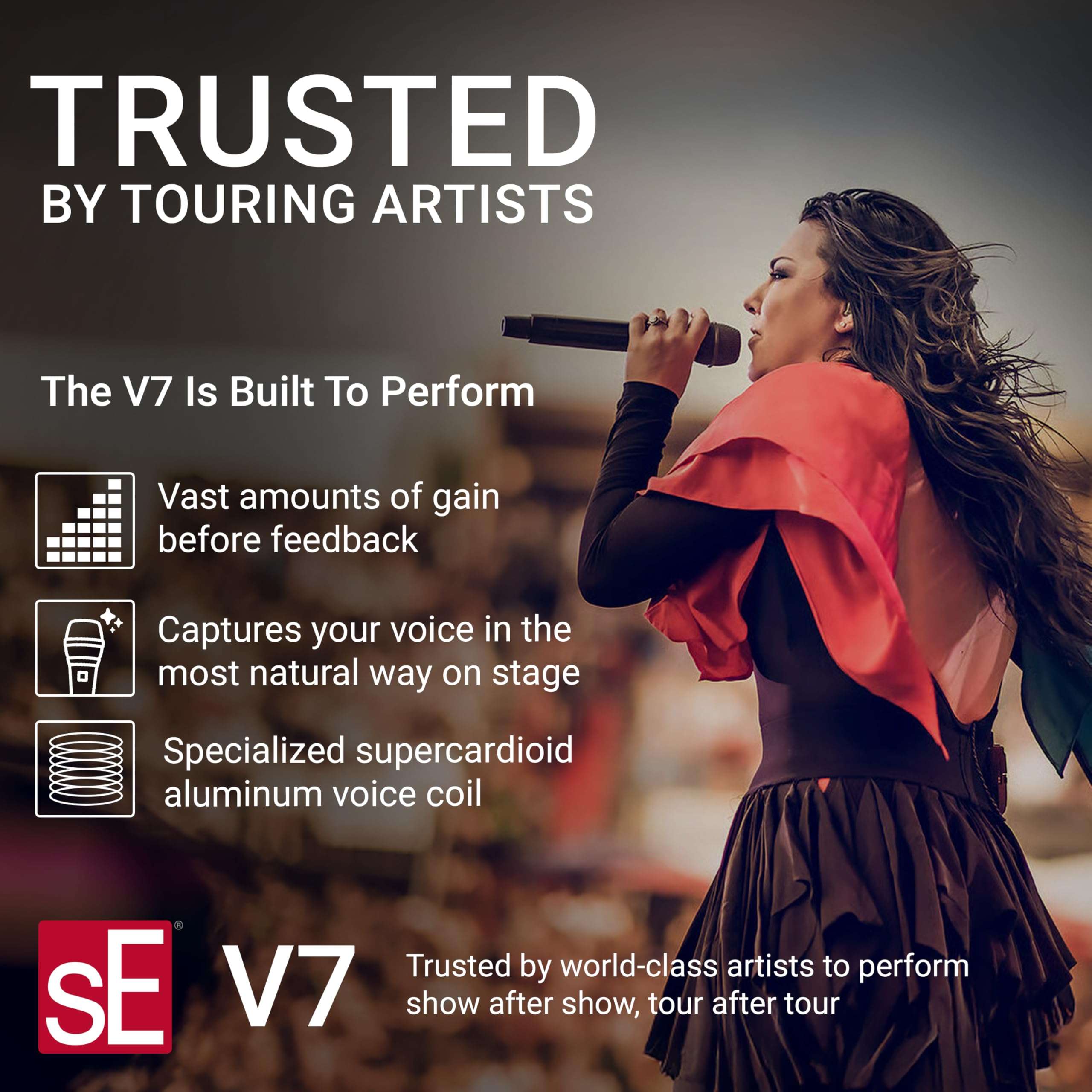 SE ELECTRONICS V7 Dynamic Microphone for Singing, Speech & Studio Recording - XLR Handheld Professional Microphone with Supercardioid Aluminum Voice Coil for Huge Gain Before Feedback - Grey - Image 2
