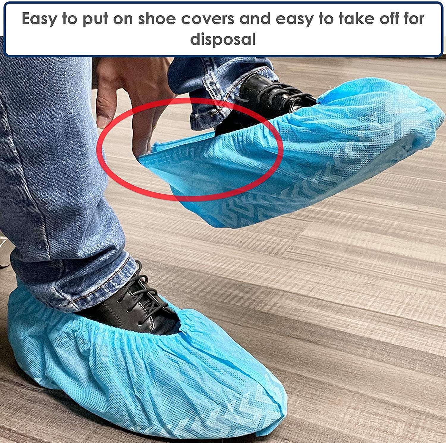 FancyStyle Shoe Covers 200 Pack Disposable Blue Boot & Shoe Covers. Reusable Premium Durable Booties with Non Slip Treads - Image 5