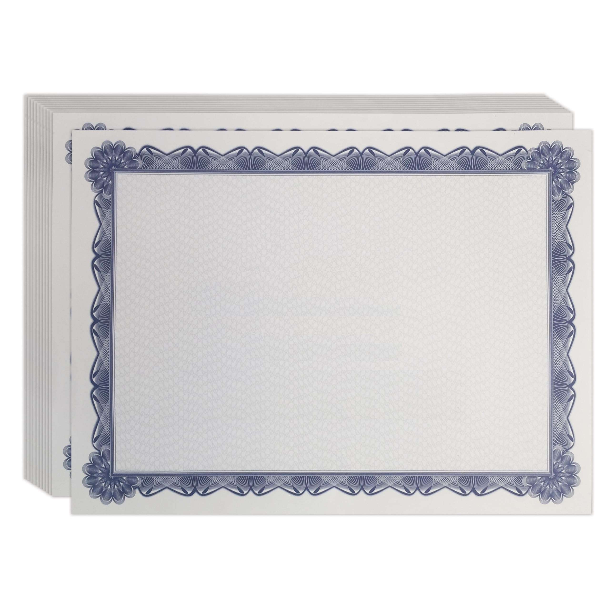 Better Office Products 100 Sheet Diploma Certificate Paper, Blue Border, Letter Size Blank Paper, Specialty Award, Laser and Inkjet Printer Friendly, 8.5 x 11 Inches, 100 Count - Image 1