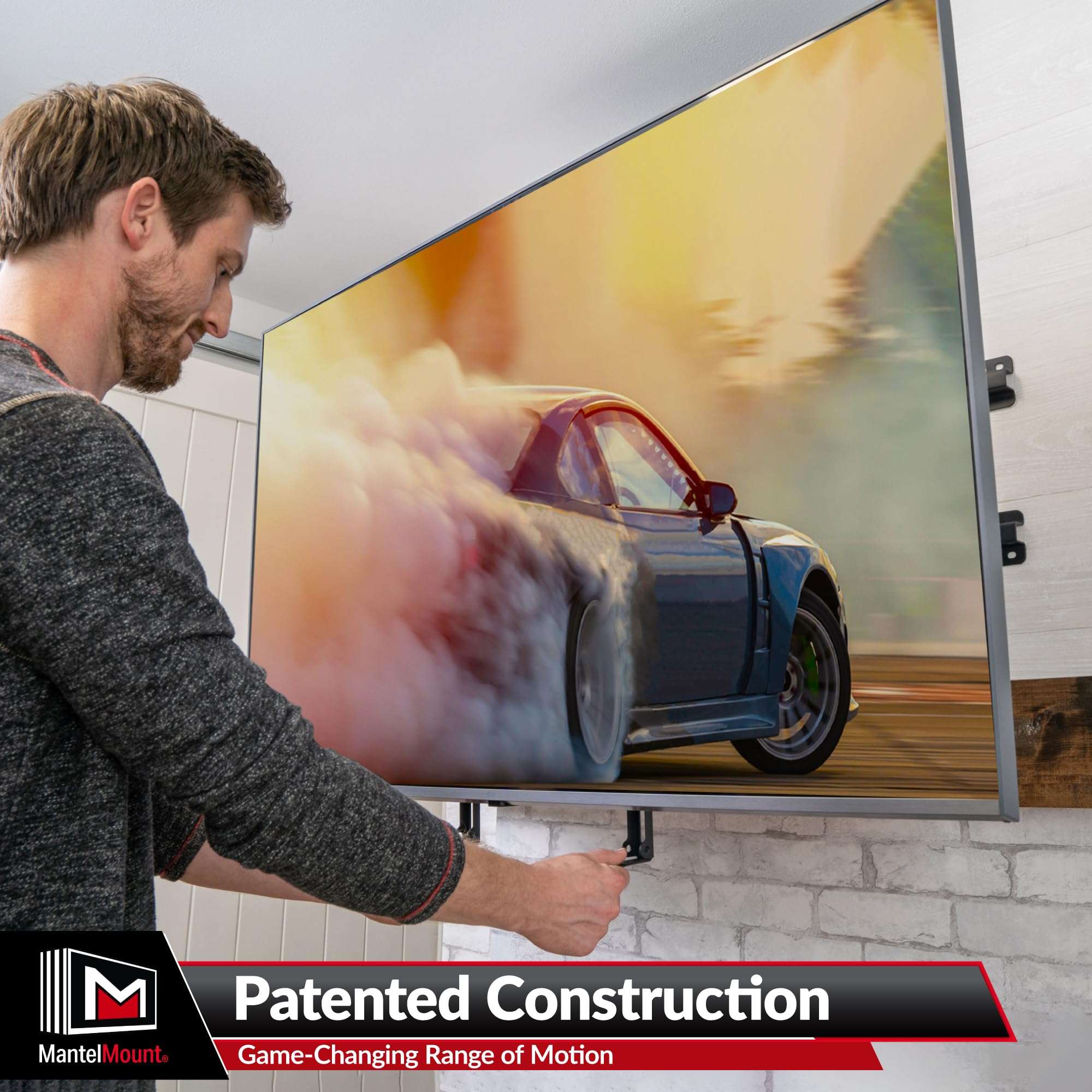 MantelMount- MM340 Above Fireplace Pull Down TV Mount- Televisions 44" to 80" Up to 90 lbs - Safe Auto-Adjusting TV Mounts - Patented Motion Stops, Handles, Balancing Technology - Superior Steel - Image 4