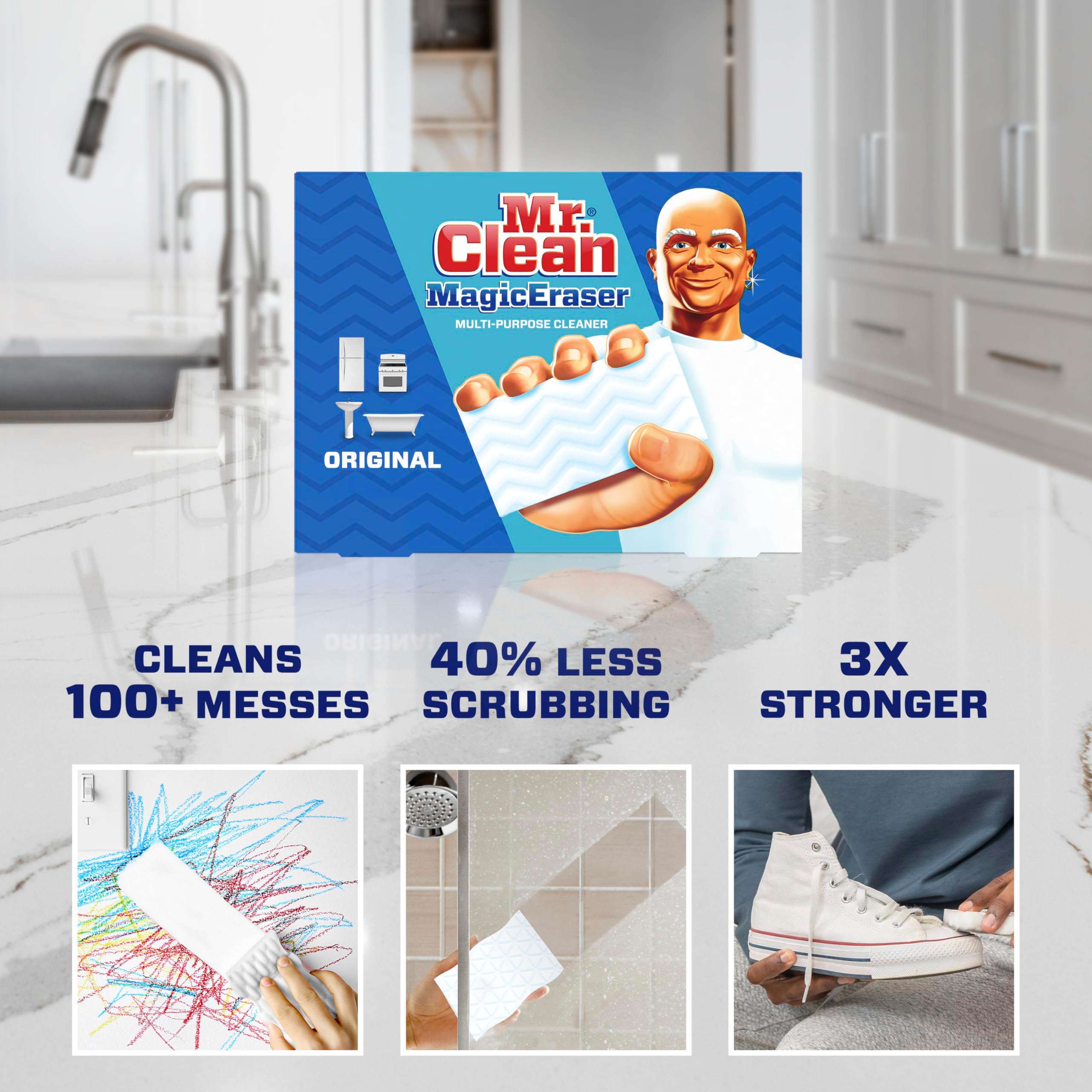 Mr. Clean Original Magic Eraser Cleaning Pads with Durafoam, 19 Count - Image 2