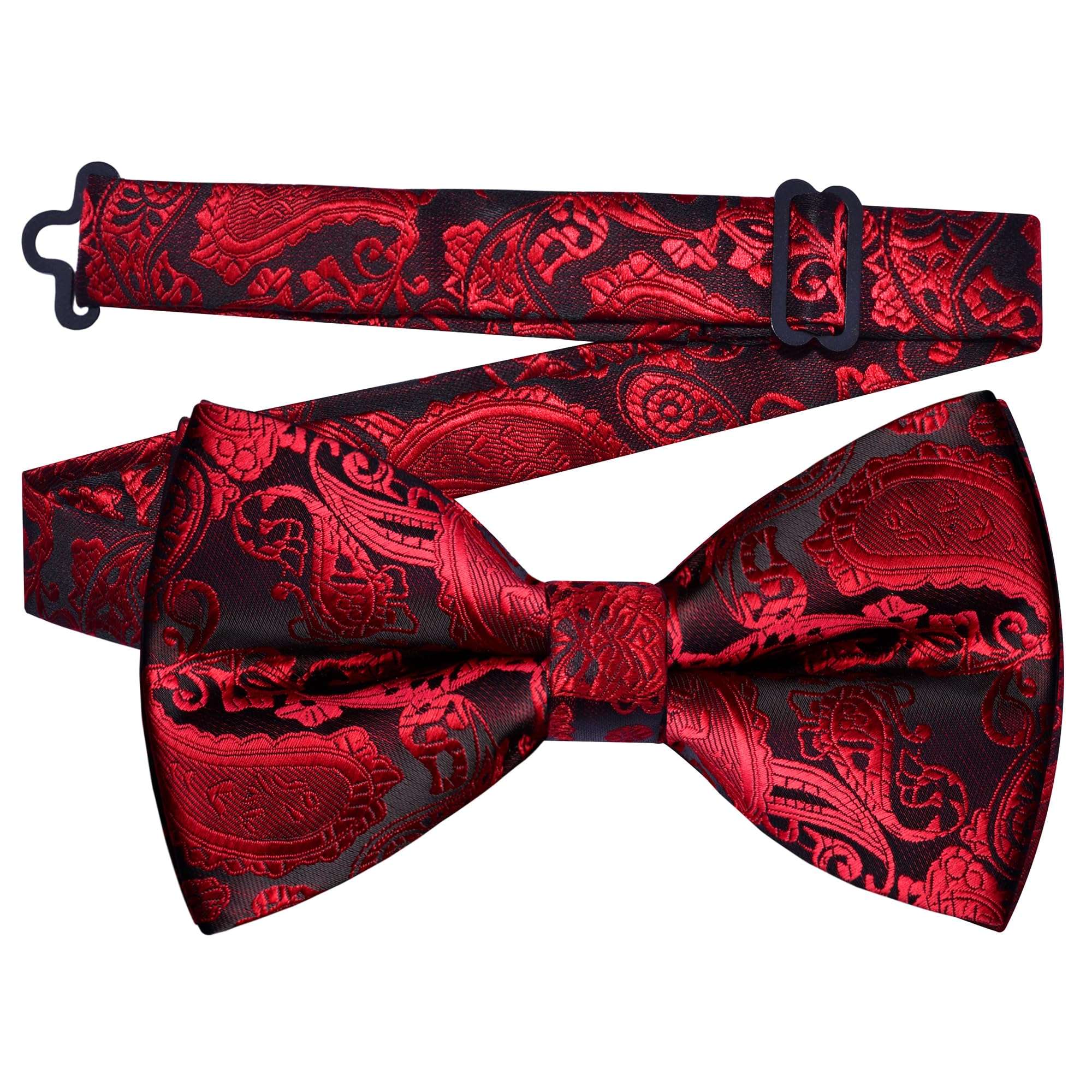 GUSLESON Mens Paisley Bow Tie Handkerchief Jacquard Woven Adjustable Pre-Tied Bowties Pocket Square Cufflinks Set - Image 3