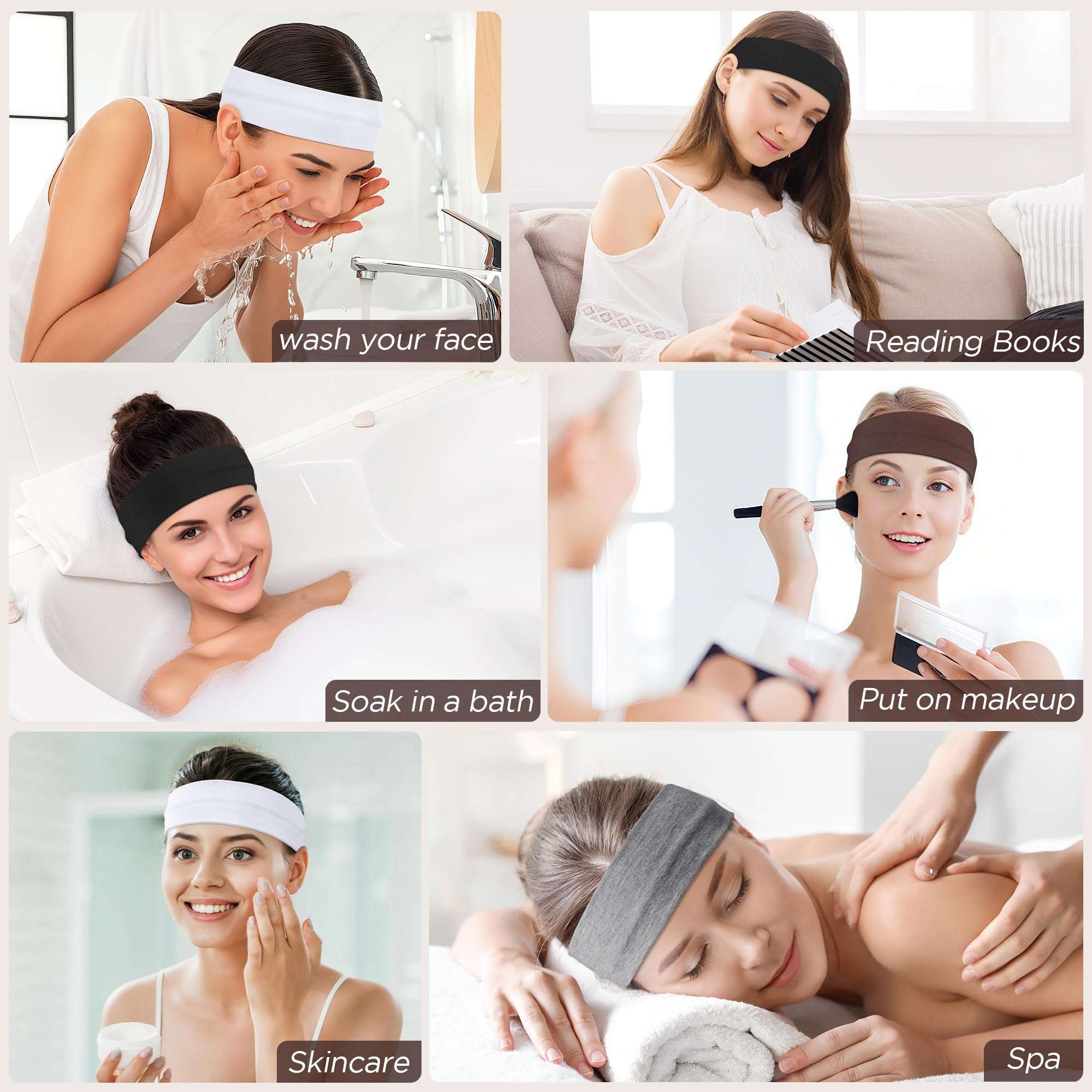 8 Pack Headbands for Women Non Slip - Stylish Sports Hair Bands for Women's Hair - Soft Cotton Cloth Stretchy Headbands for Women for Yoga, Outdoor Exercise Running - Image 3