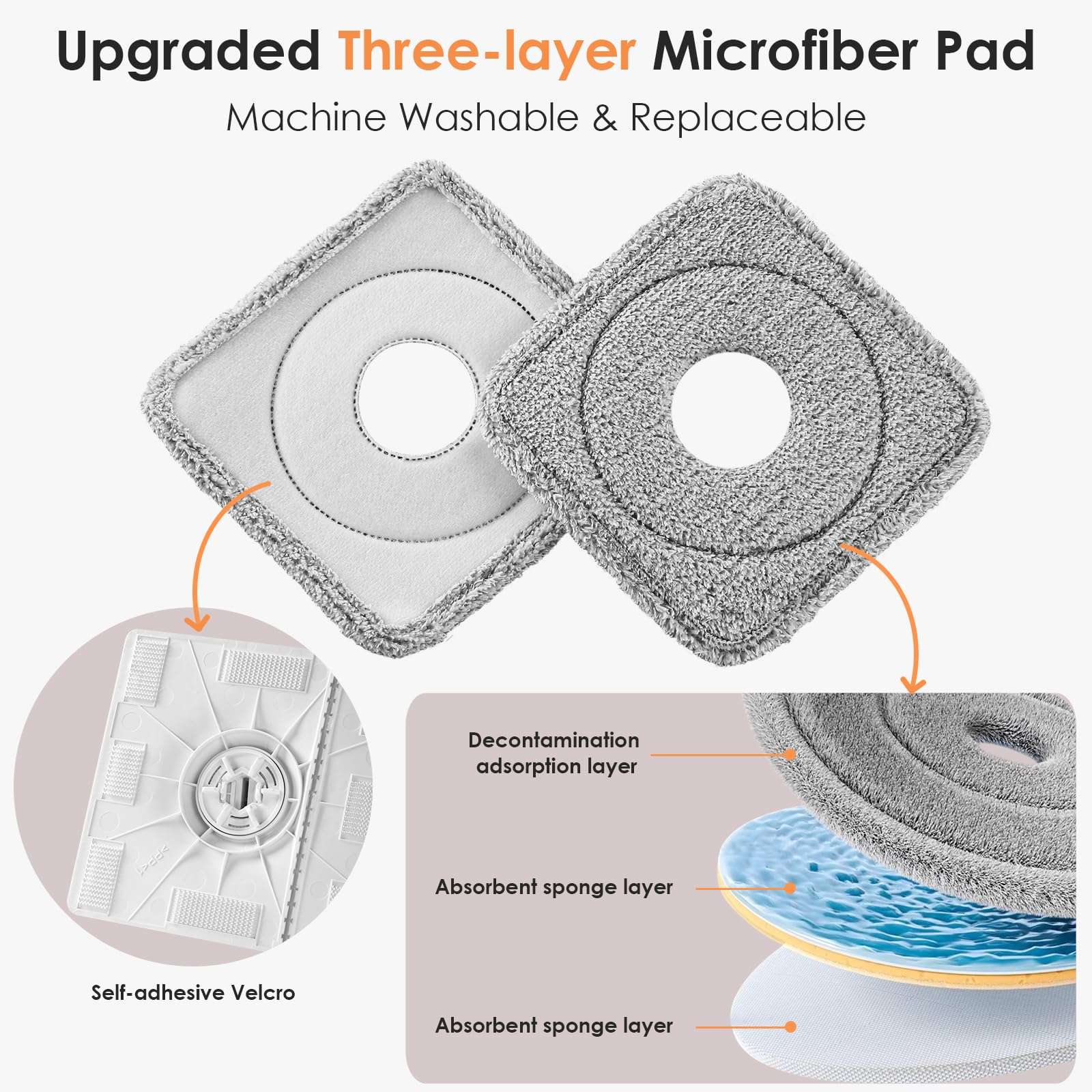 MOPALL Spin Mop and Bucket Set, Dual Chambers Dirty and Clean Water Self Separation for Floor Wall Window, Wet and Dry Mop and Bucket with Wringer Set for Home (1 Square Mop with 2 Microfiber Pads) - Image 7