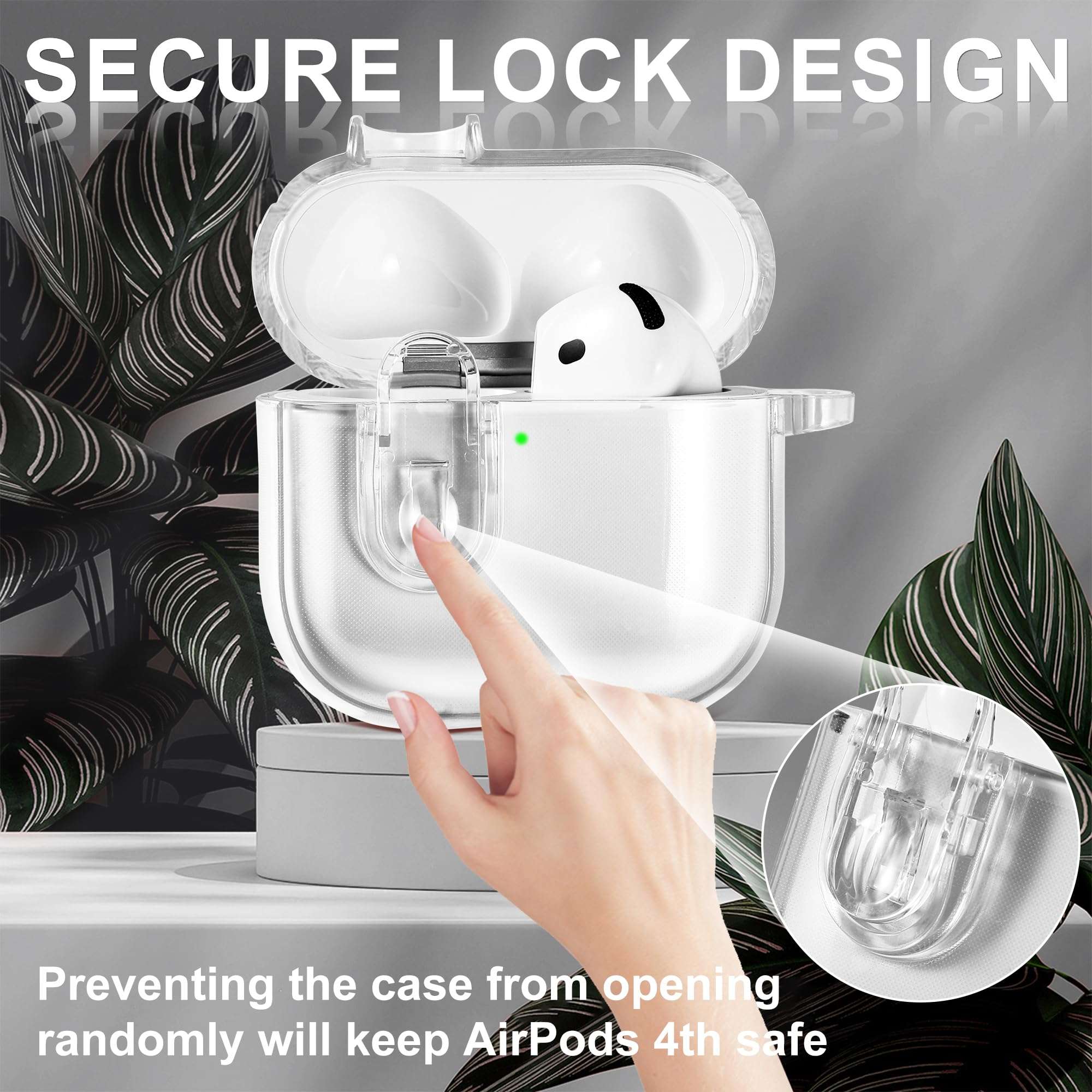 Clear Case with Safety Lock for Apple Airpods 4 (2024) | Compatible with iPods 4th Generation | Soft TPU Transparency | Women/Girl Design | Bling Keychain | Earbuds Protection - Image 4