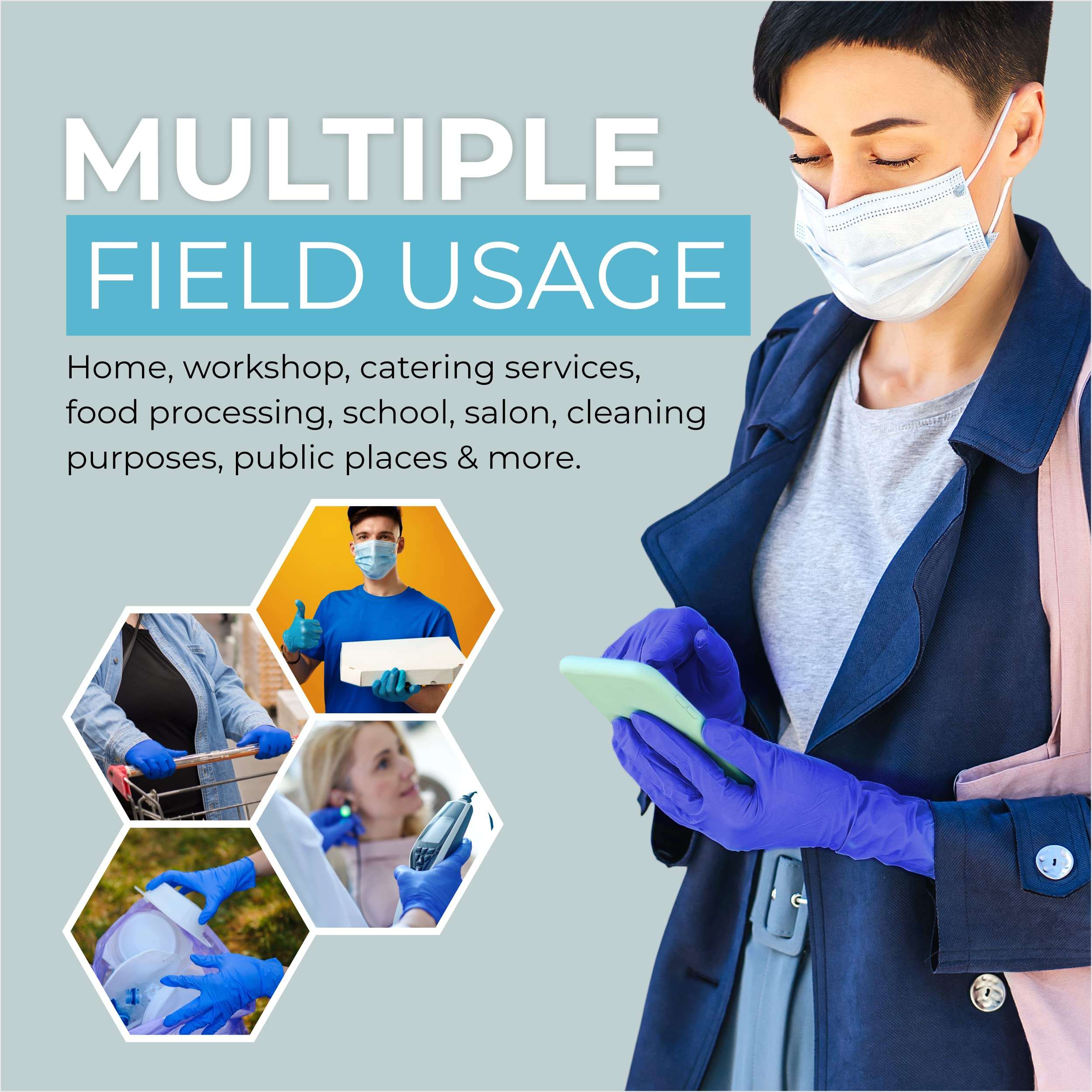 AroCare Nitrile Gloves, Disposable Gloves, Comfortable, Powder Free, Latex Free | 100-1000 Gloves - Image 3