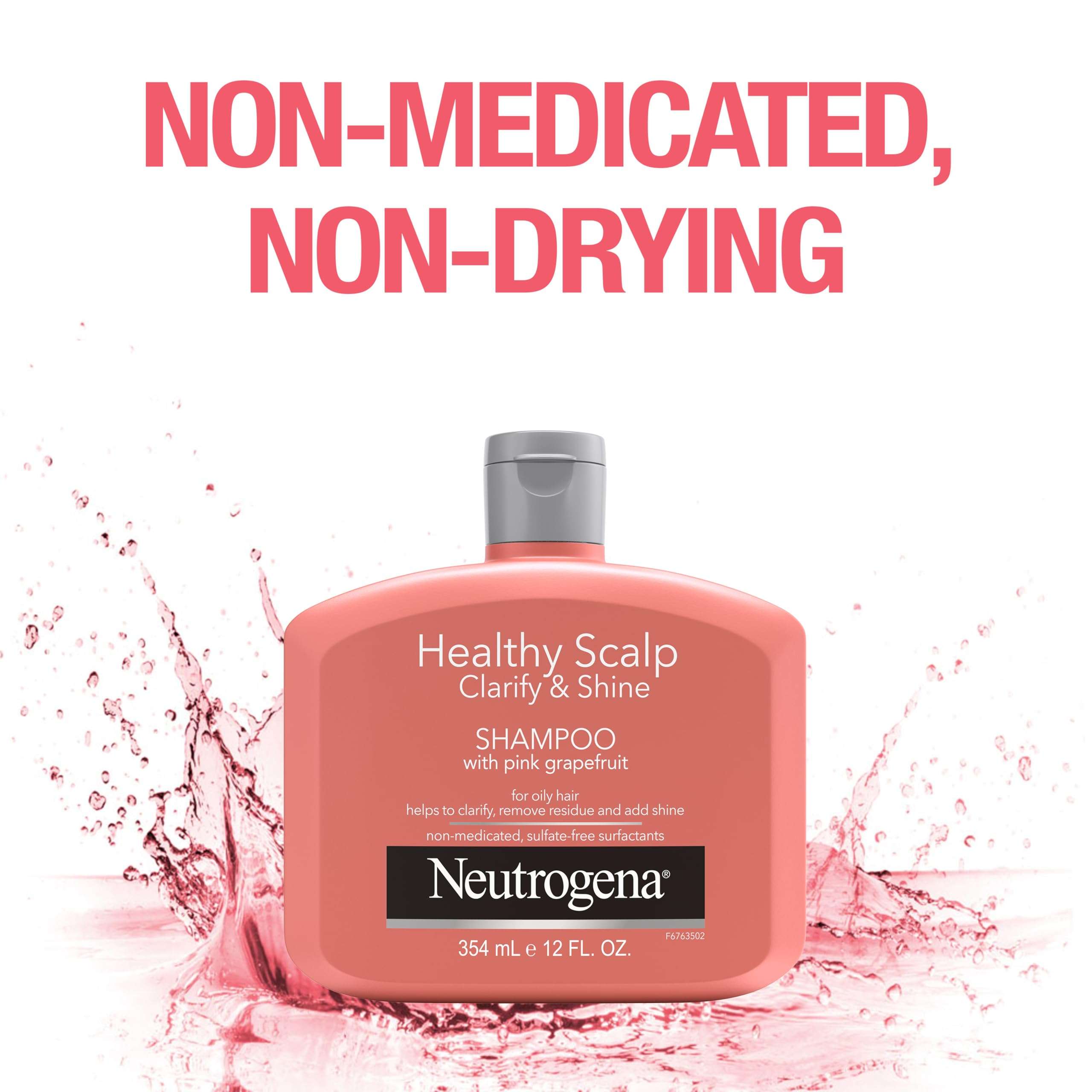 Neutrogena Exfoliating Healthy Scalp Clarifying Shampoo for Oily Hair & Scalp, Pink Grapefruit pH-Balanced Anti-Residue Formula Adds Shine, Sulfate, Paraben & Phthalate-Free, Color-Safe, 12 Fl Oz - Image 3