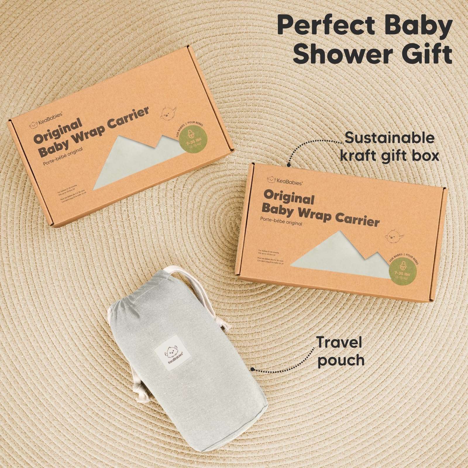 KeaBabies Baby Wrap Carrier - All in 1 Original Baby Carrier Newborn to Toddler Sling, Easy to Wear, Hands Free Bonding, Lightweight, Breathable Infant Wraps (Rhino Gray) - Image 9