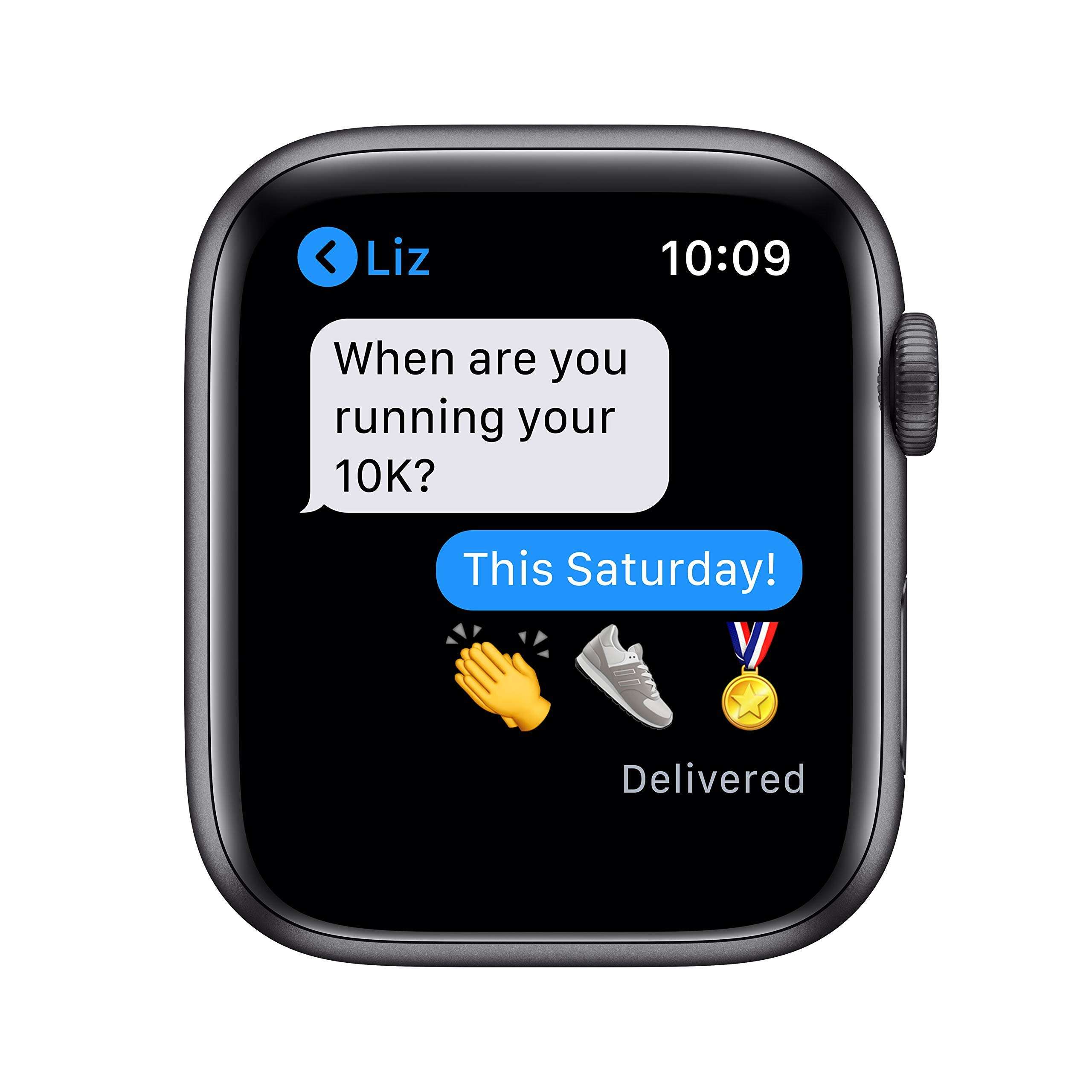 Apple Watch Series 6 (GPS, 44mm) - Space Gray Aluminum Case with Black Sport Band (Renewed) - Image 5