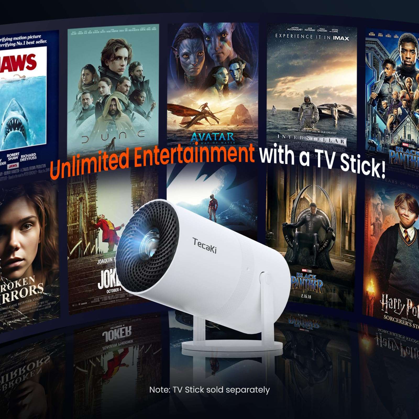 [Two-Way Bluetooth 5.2] Mini Portable Projector 1080P HD Multi-Angle Projection, Tecaki Smart Projector with 180°Rotatable Mount Auto Keystone Correction Long Lens Life (White2) - Image 6