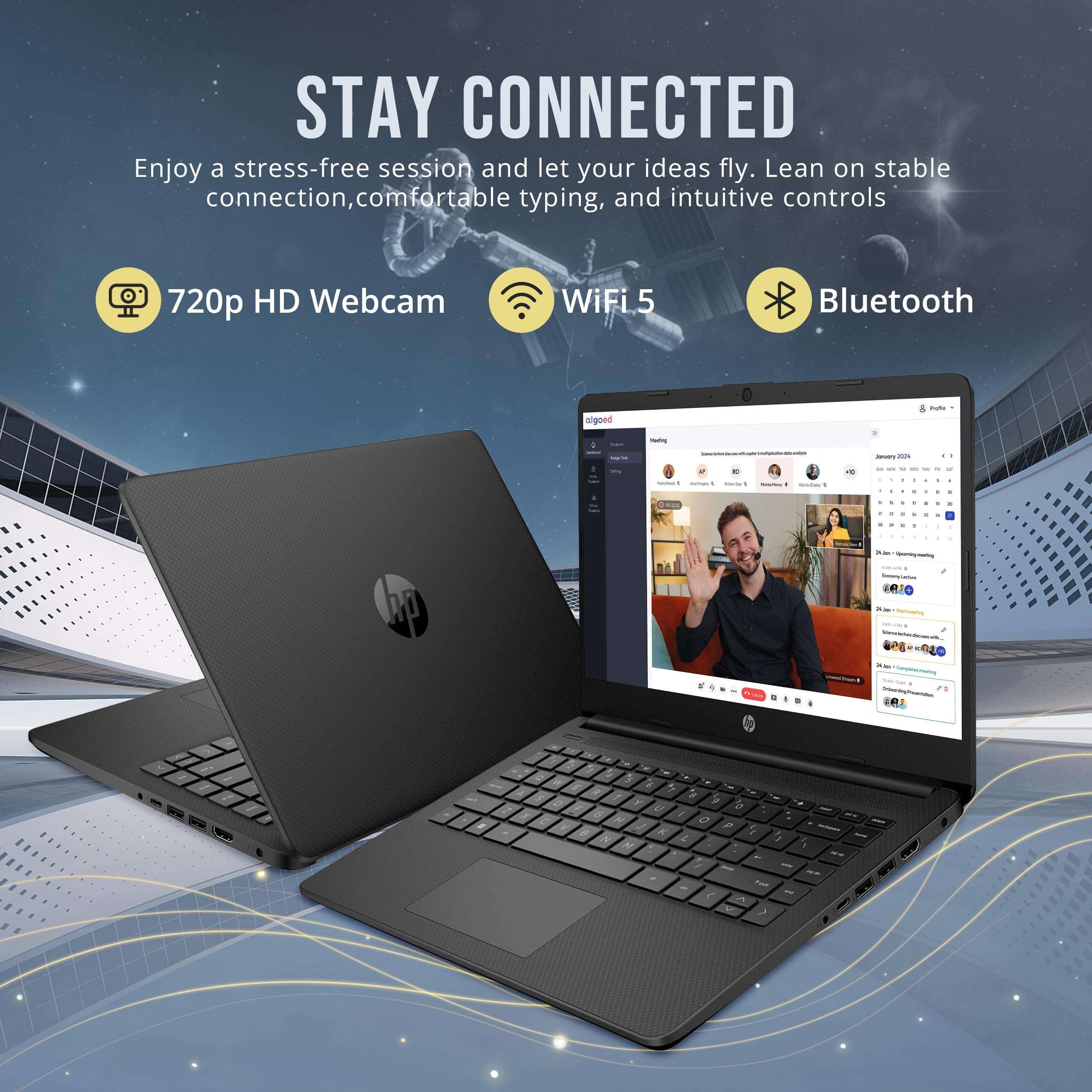 HP Stream 14" HD BrightView Laptop, Intel Celeron N4120, 16GB RAM, 288GB Storage (128GB eMMC + 160GB Docking Station Set), Intel UHD Graphics, 720p Webcam, Wi-Fi, 1 Year Office 365, Win 11 S, Black - Image 6