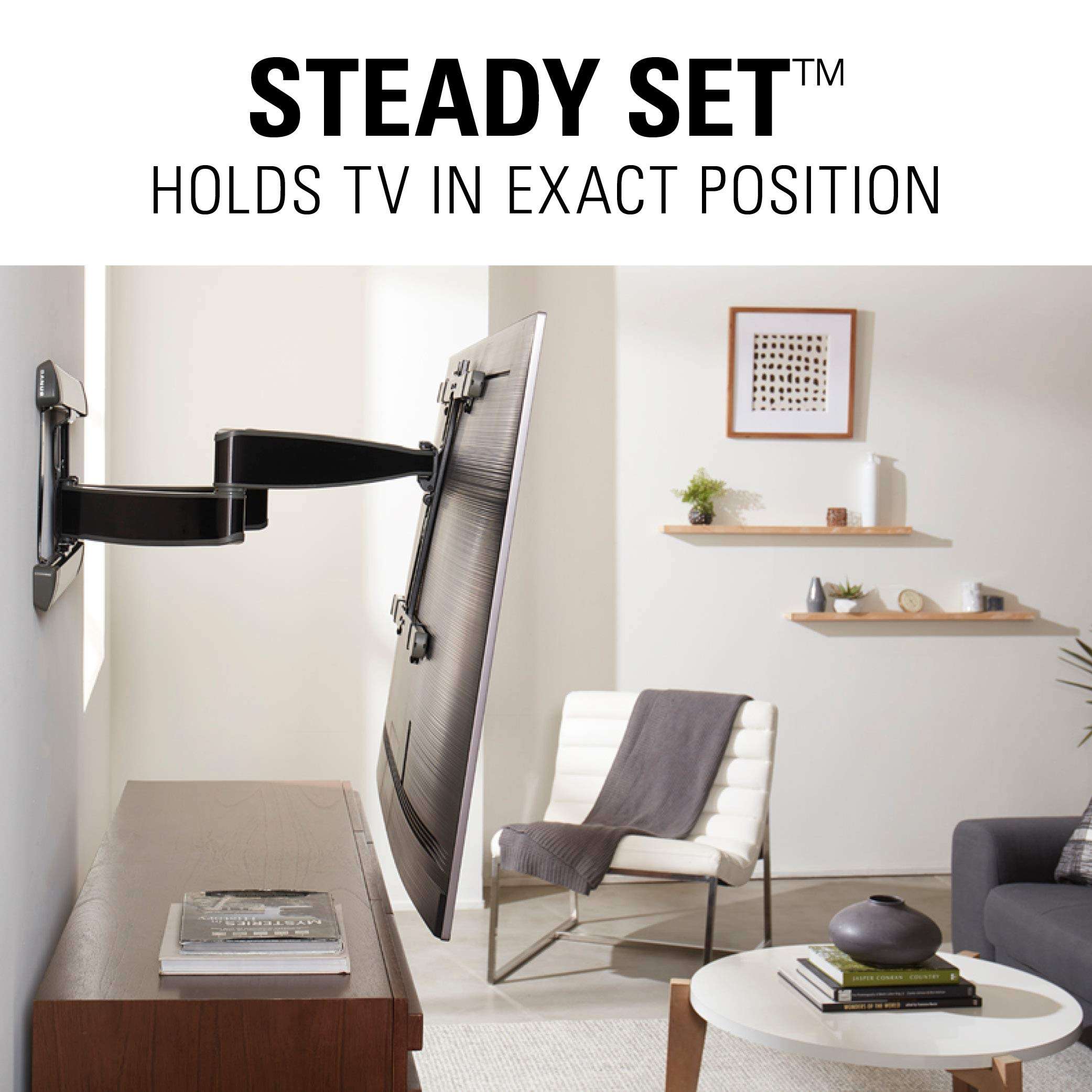 SANUS Full Motion TV Wall Mount for 42” to 90” TVs up to 125lbs – Extend, Swivel, Tilting TV Mount - Easy 3 Step DIY Install w/ Included Hardware - Black Finish - Image 8