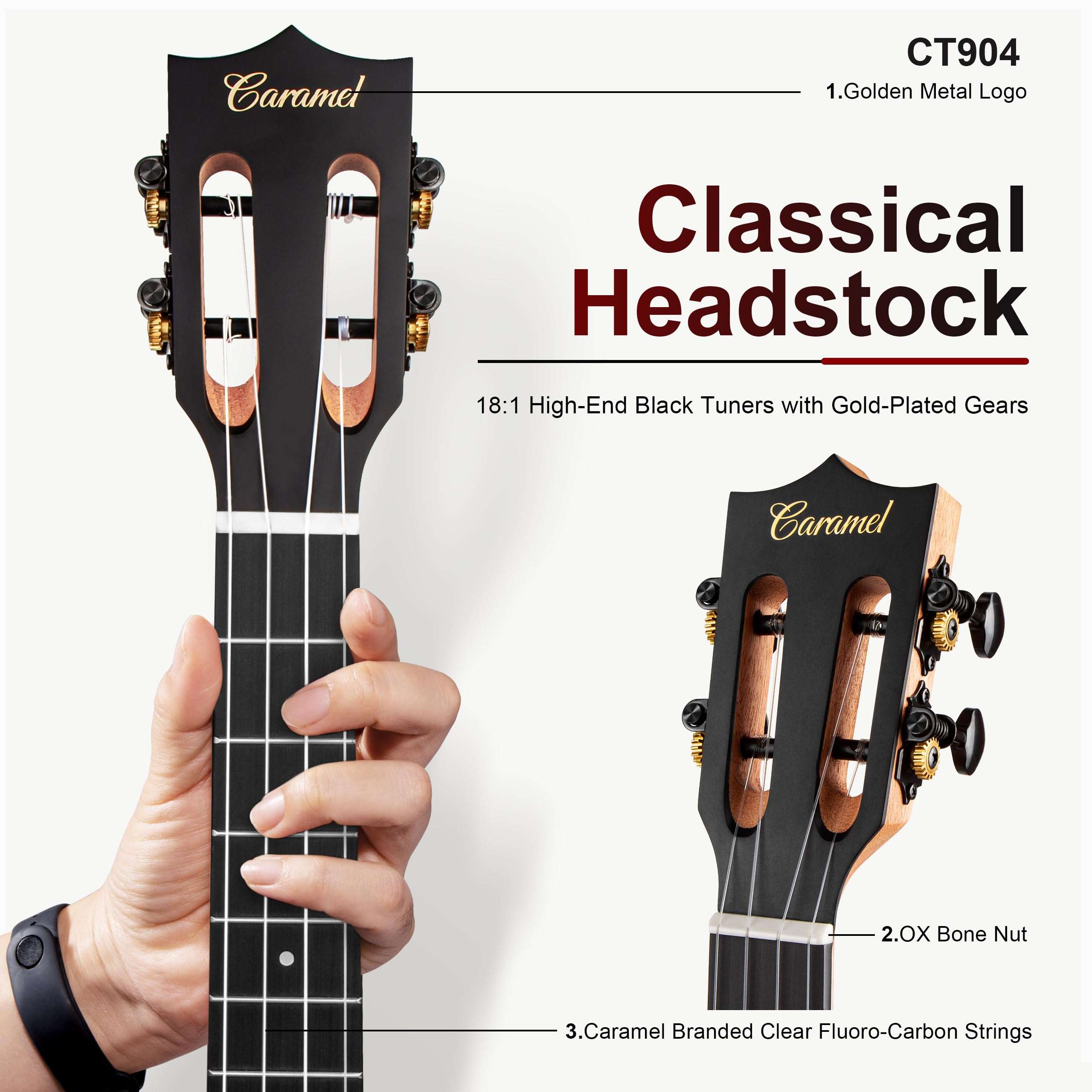 26 inch Caramel CT904 Ebony Tenor LCD color display Electric Professional Player Beginners Ukulele Uke Kit Bundle Padded Gig bag Strings,Strap - Image 3