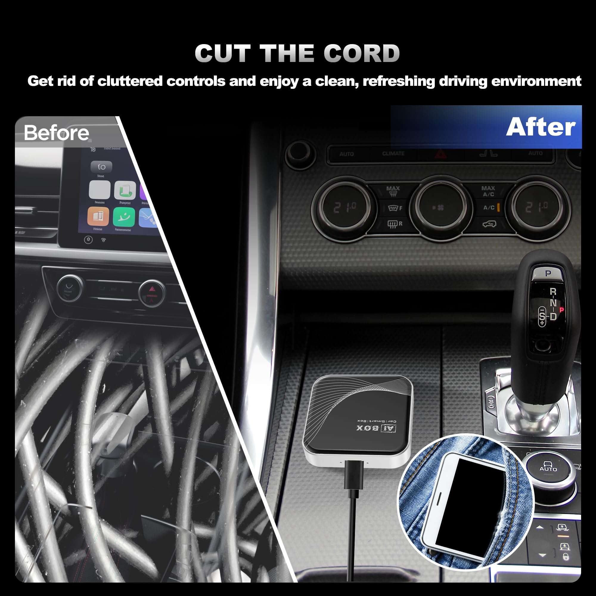 TERUNSOUl 3-in-1 Wireless CarPlay Adapter & Android Auto Wireless Adapter, Plug & Play, Easy Setup, Supports Netflix, YouTube, TF Card, and More for Cars with OEM Wired CarPlay/Android Auto - Image 8