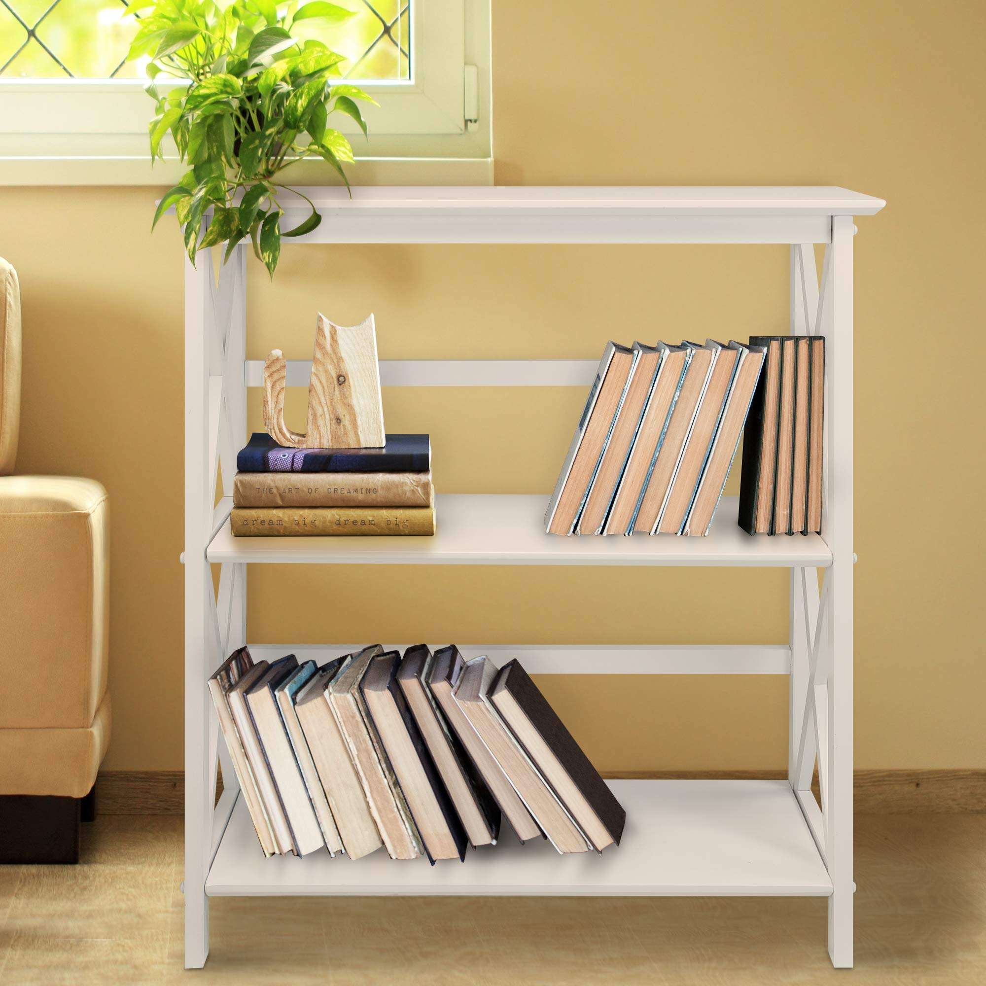 Casual Home 3-Shelf Montego Bookcase, White - Image 2