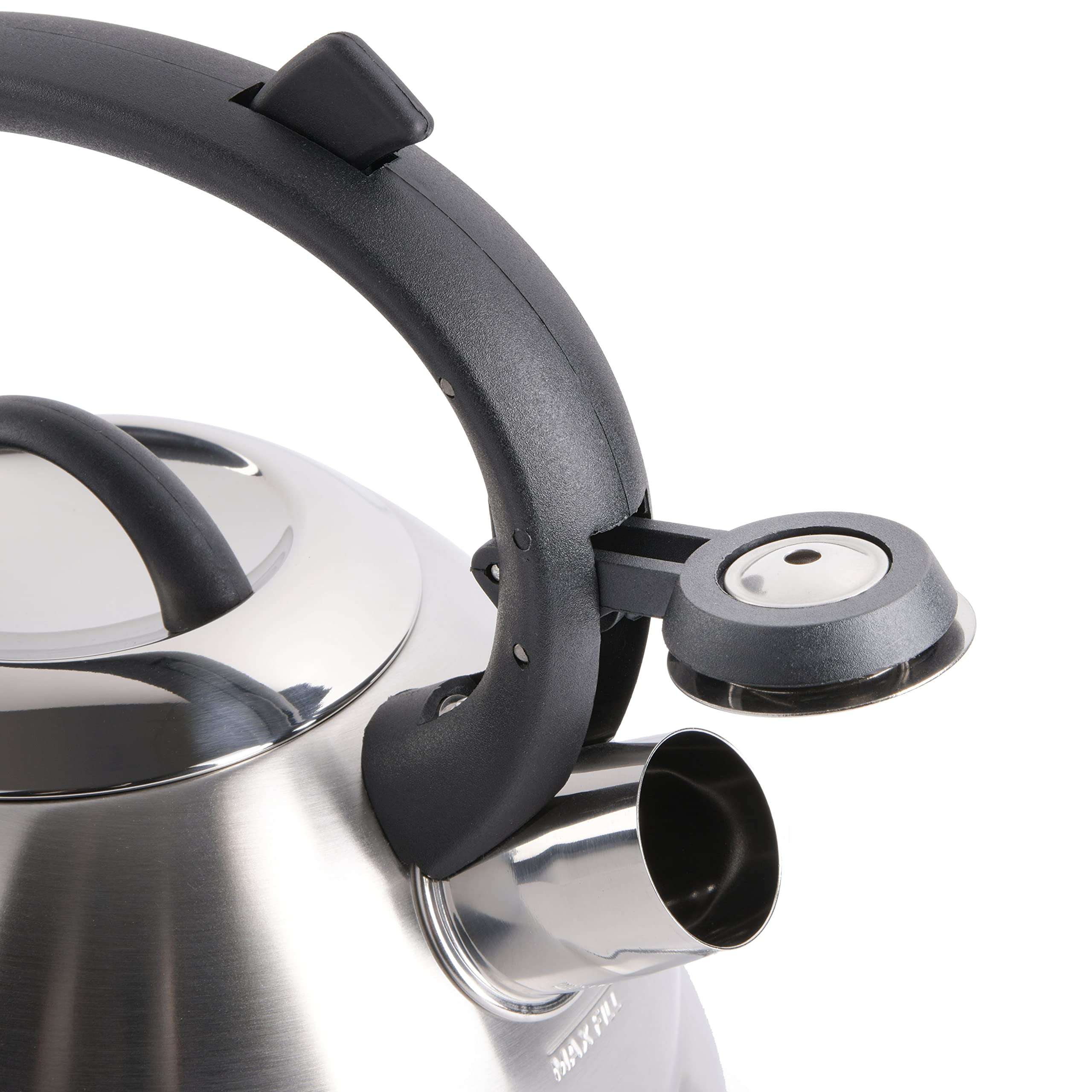 Mr. Coffee Flintshire Stainless Steel Whistling Tea Kettle, 1.75-Quart, Brushed Satin - Image 5