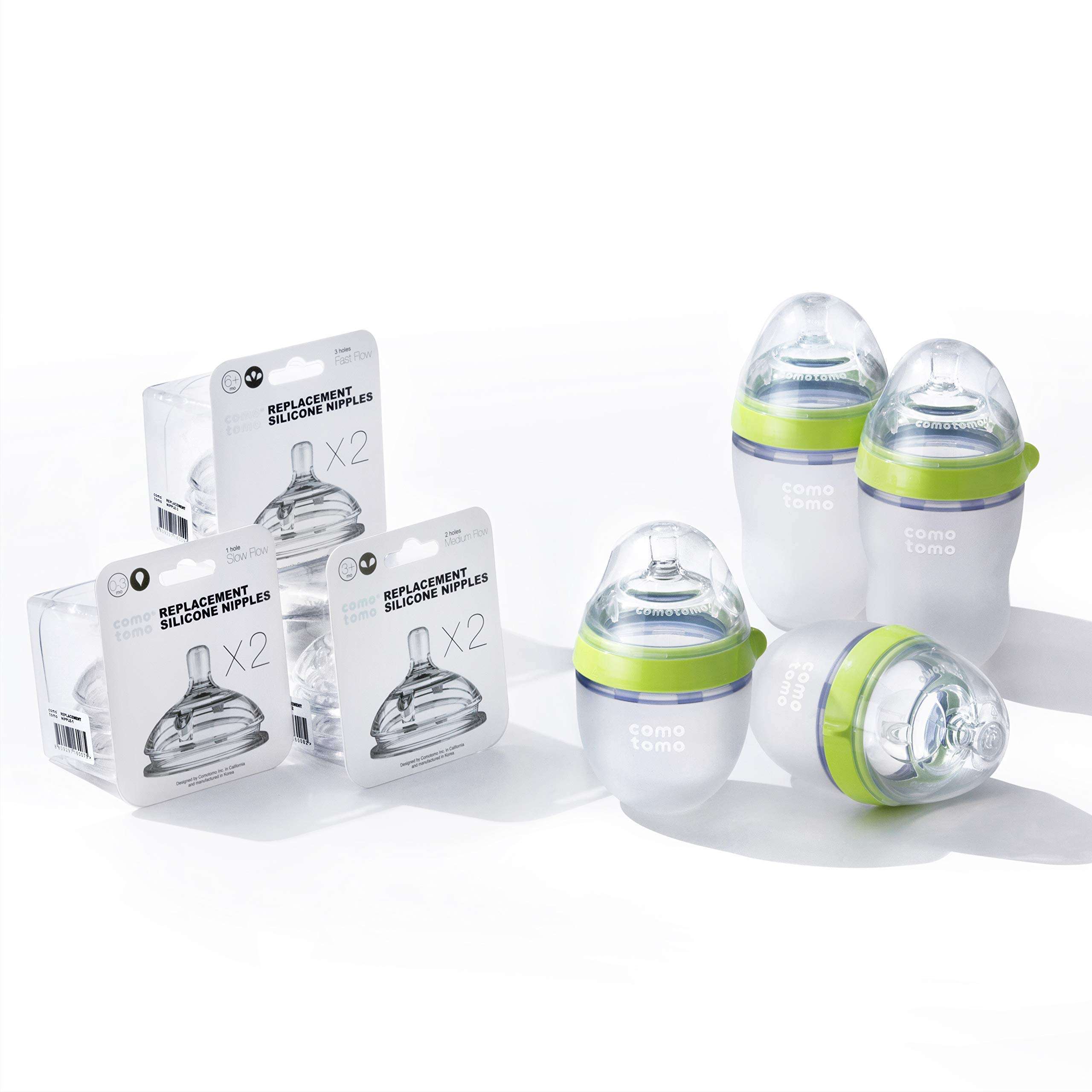 Comotomo Baby Bottle Bundle, Green, (7 Piece Set) - Image 3