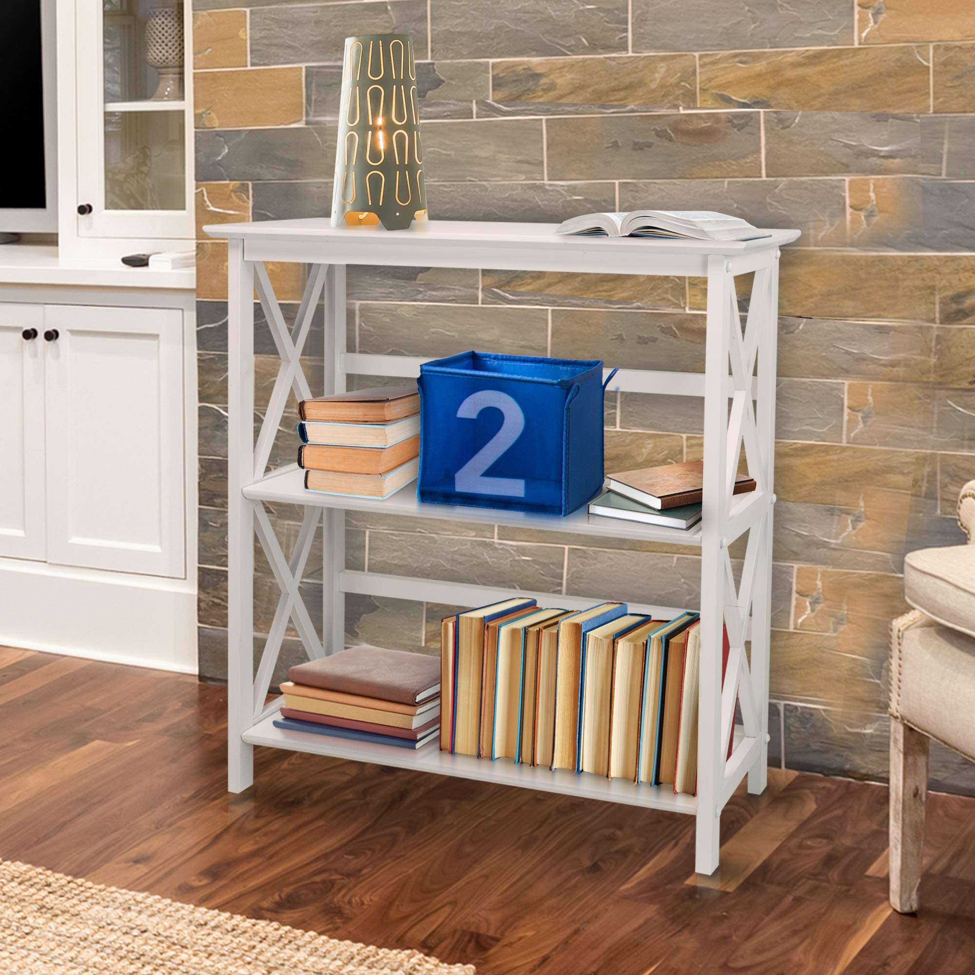 Casual Home 3-Shelf Montego Bookcase, White - Image 5