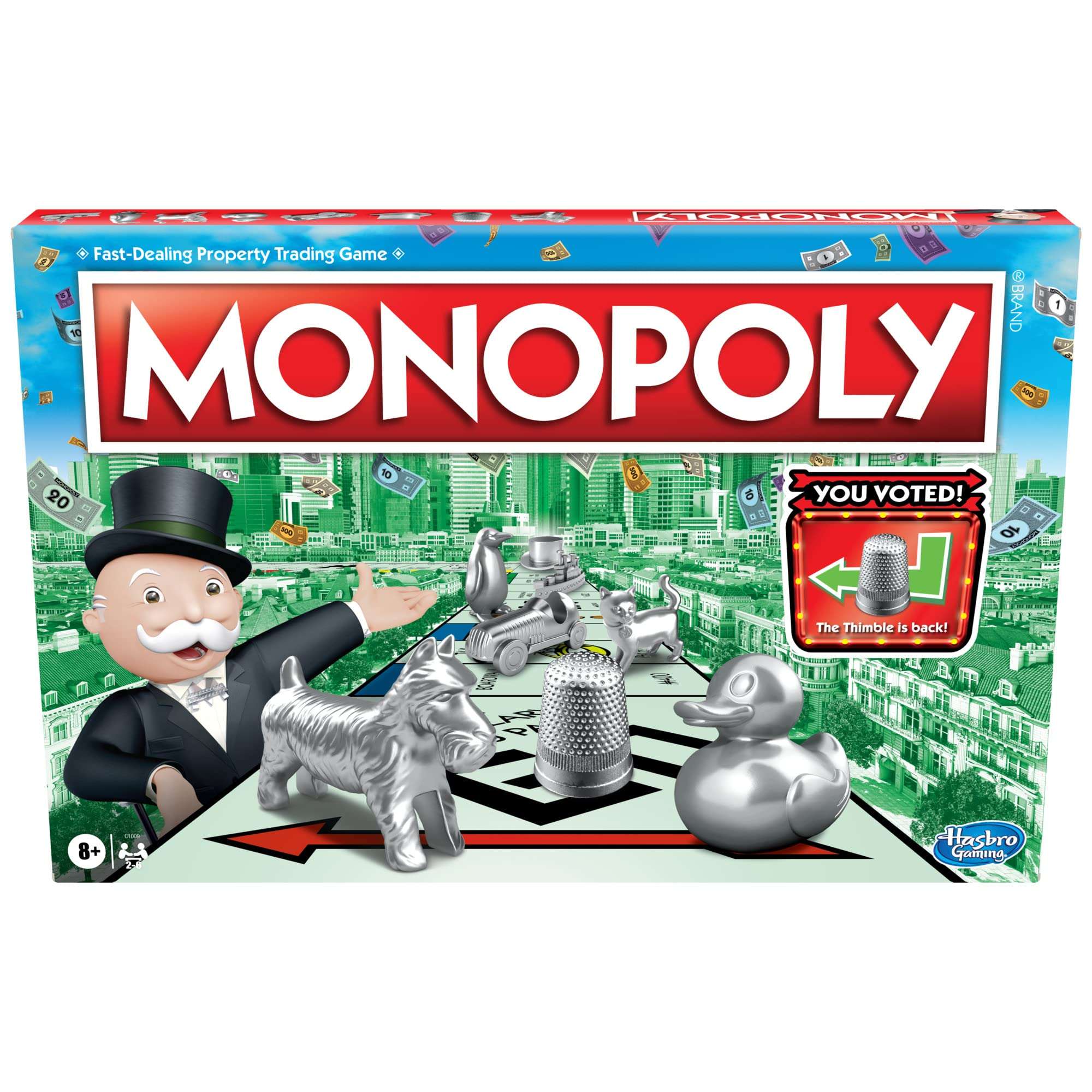 Monopoly Game, Family Board Games for 2 to 6 Players & Kids Ages 8 and Up, Includes 8 Tokens (Token Vote Edition) - Image 1