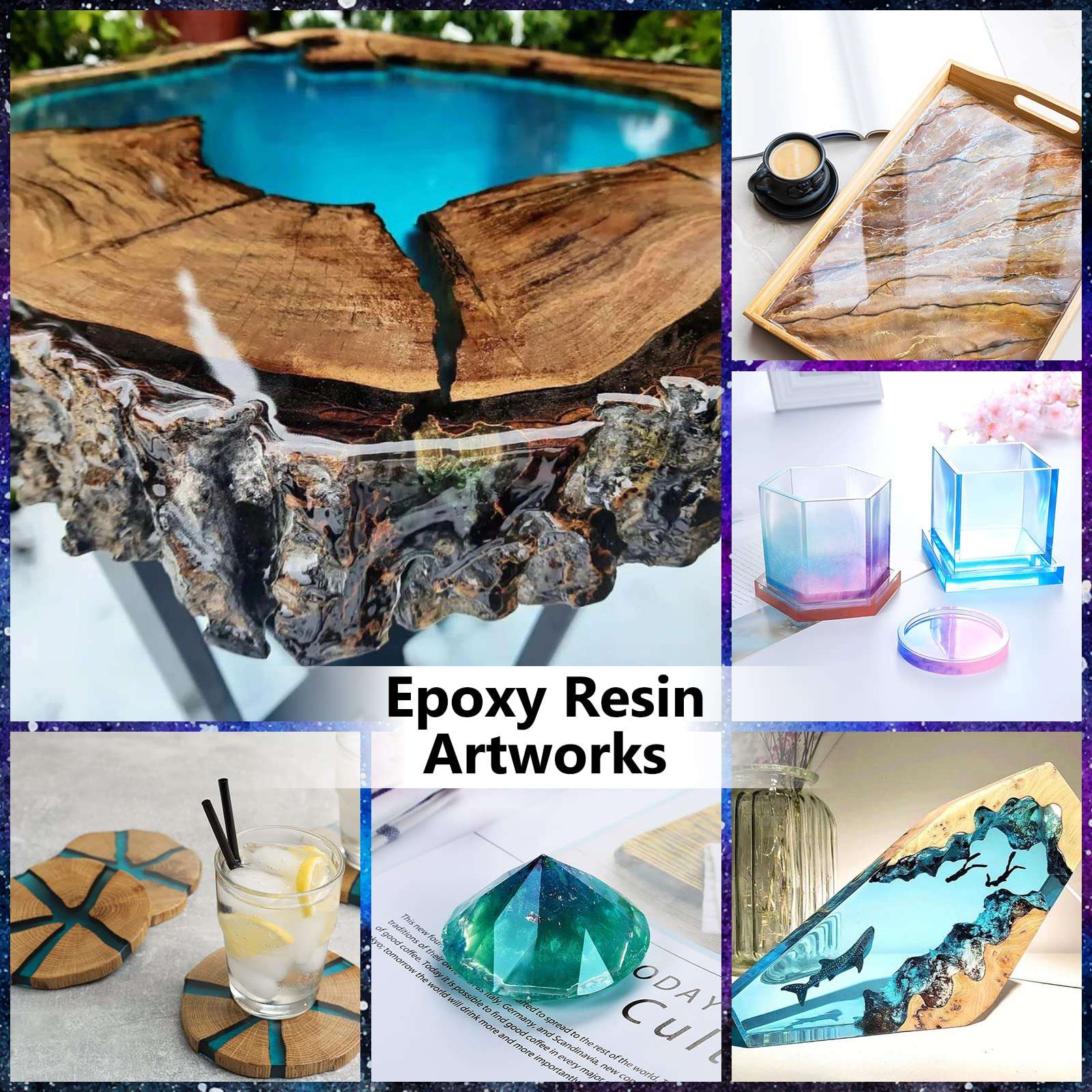 Epoxy Resin 1Gallon - Crystal Clear Epoxy Resin Kit - No Yellowing No Bubble Art Resin Casting Resin for Art Crafts, Jewelry Making, Wood & Resin Molds(1/2 Gallon x 2) - Image 6