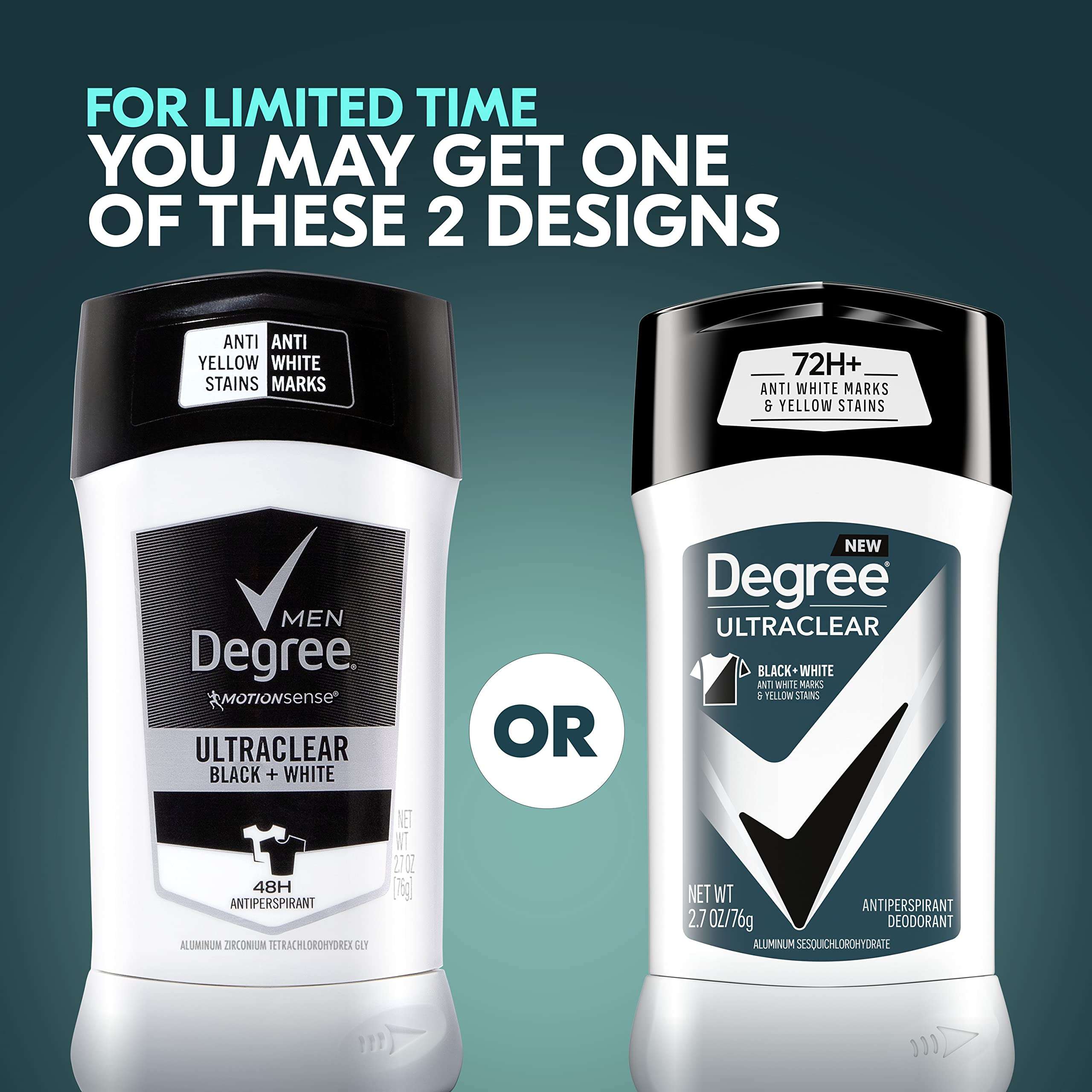 Degree Men UltraClear Antiperspirant Deodorant Black + White 72-Hour Sweat & Odor Protection Antiperspirant For Men With MotionSense Technology 2.7 Ounce (Pack of 4) - Image 3