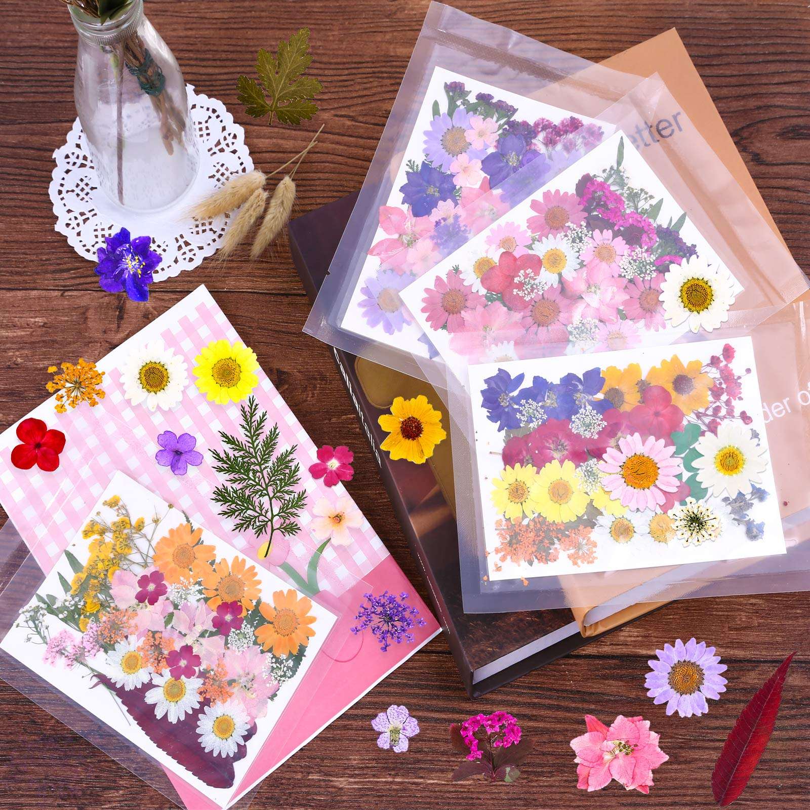 140 Pcs Dried Pressed Flowers for Resin, Real Pressed Flowers Dry Leaves Bulk Natural Herbs Kit for Scrapbooking DIY Art Crafts, Epoxy Resin Jewelry Molds, Candle, Soap Making, Nails Décor - Image 2
