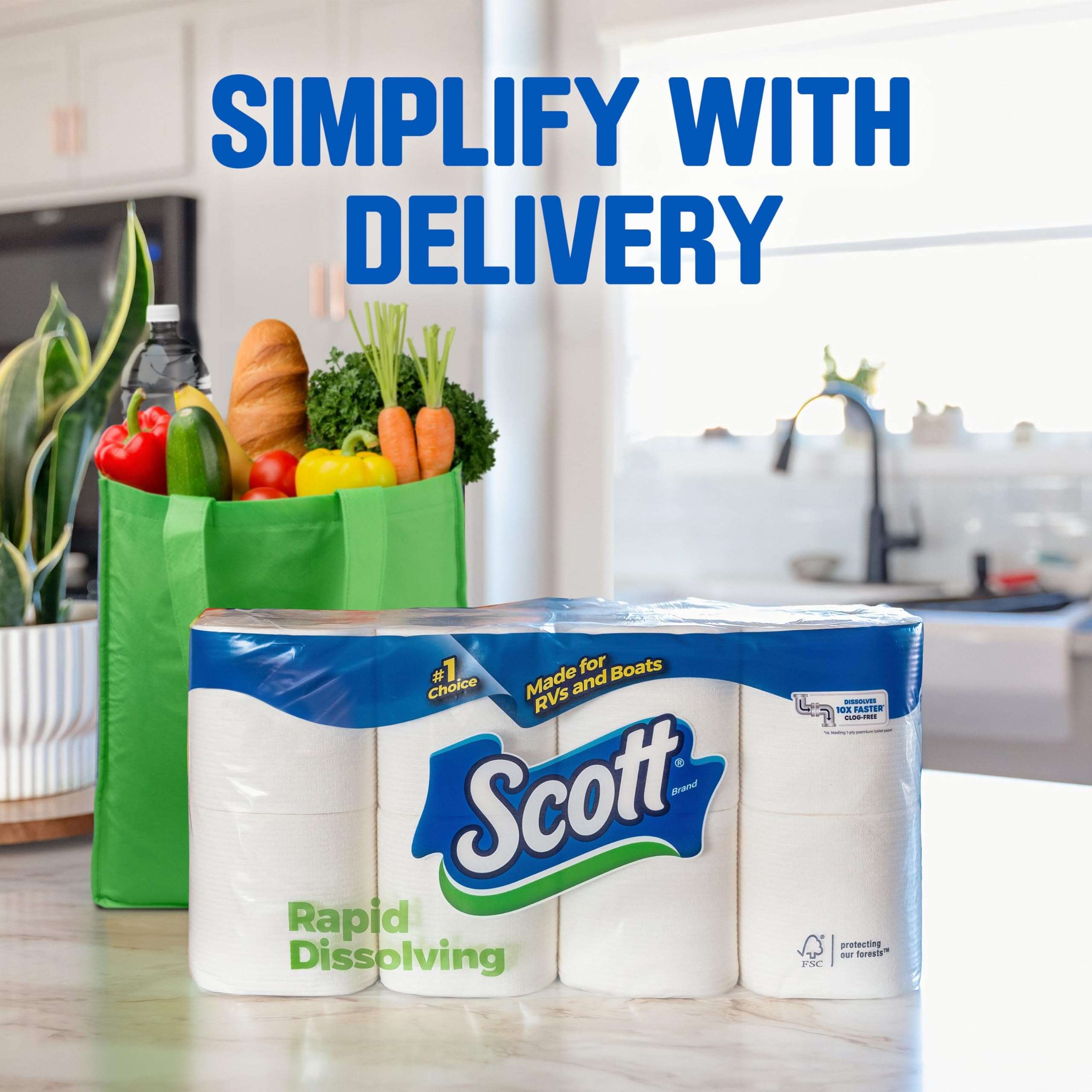 Scott Rapid-Dissolving Toilet Paper, 48 Double Rolls (6 Packs of 8), Sustainable, Septic-Safe, Toilet Paper - Image 6