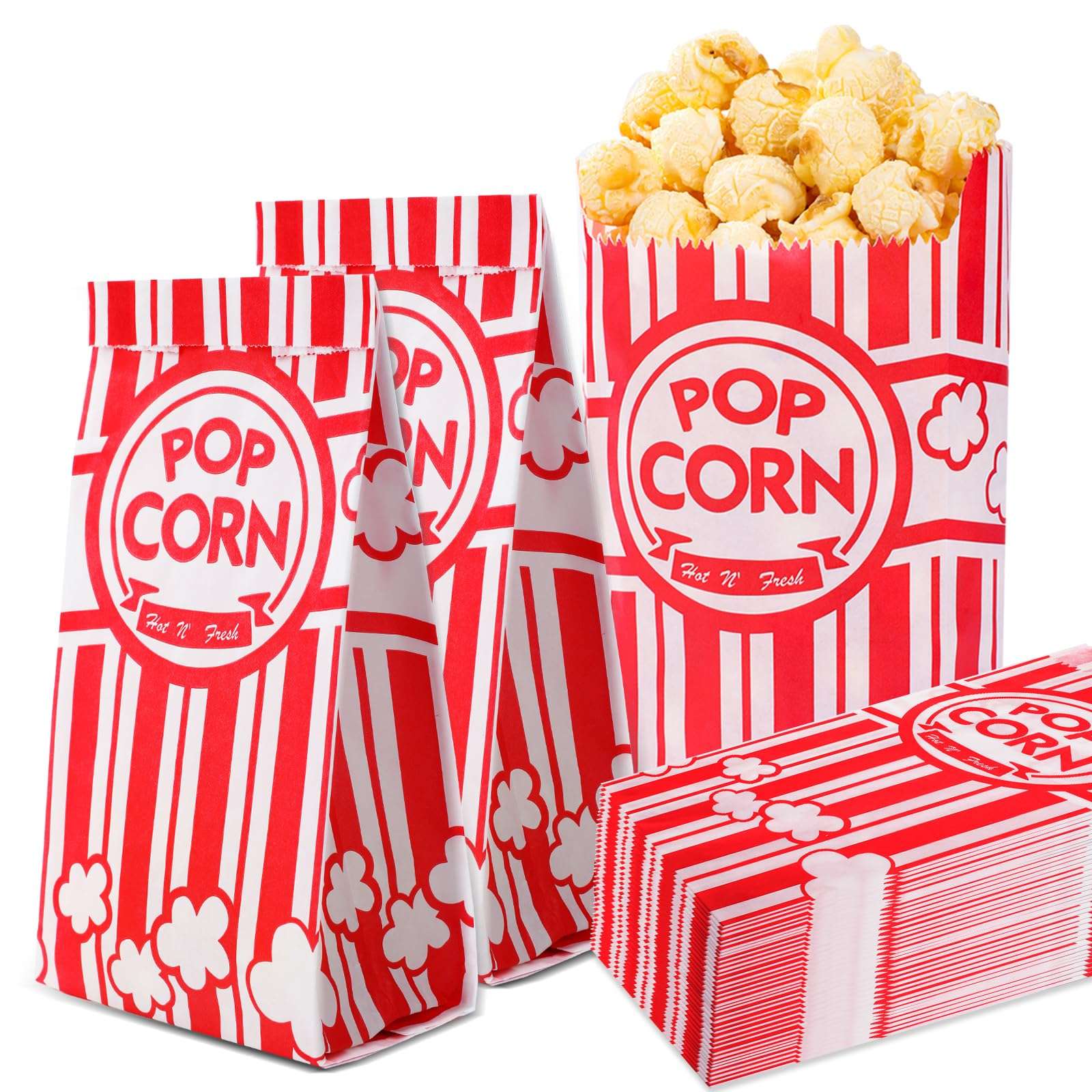 VOISEN Paper Popcorn Bags,600 Pack 1oz Popcorn Bags Individual Servings, Popcorn Bag Bulk for Popcorn Machine,Movie Nights Pop Corn Bags - Image 1