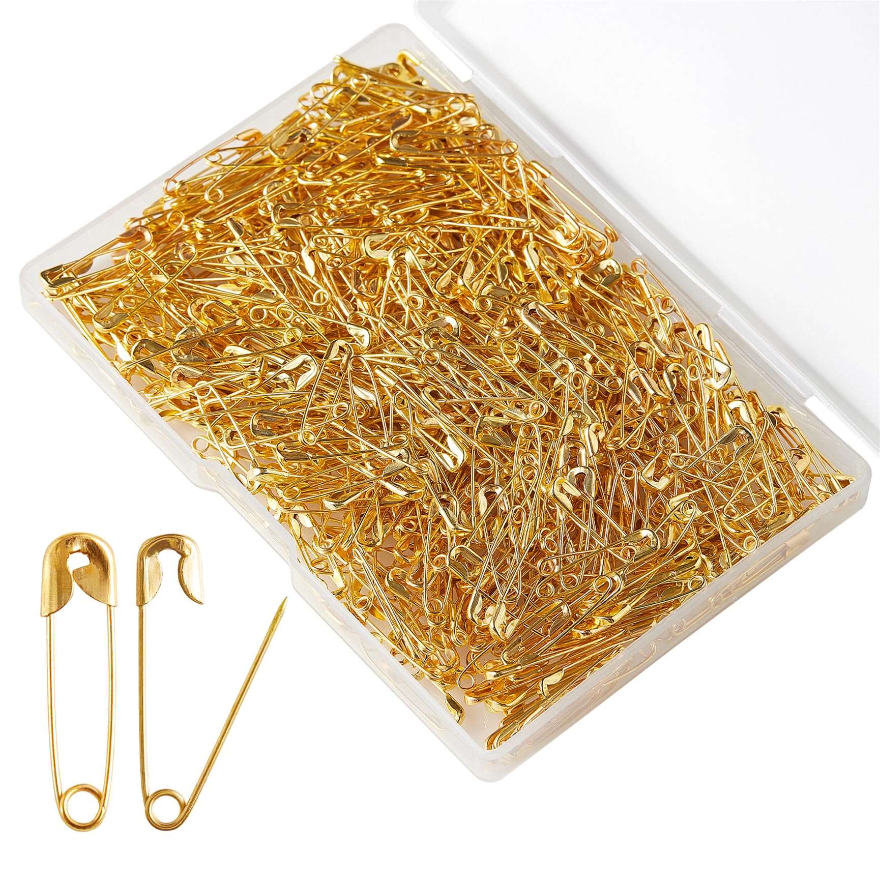XIYAOXI 19mm Mini Safety Pins - Pack of 200pcs Small Gold Safety Pins- Versatile Clothing Tag Pins for Repair, Crafting & Fashion Accessories Making in a PP Box - Image 1