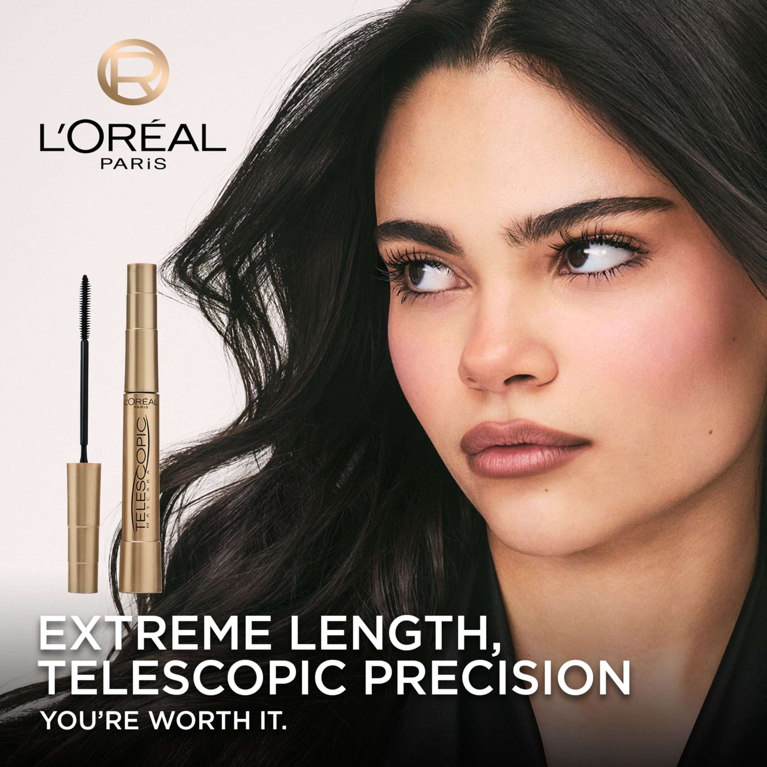 L'Oreal Paris Makeup Telescopic Original Lengthening, Lash Separating Mascara with Dual Precision Brush, Washable, Blackest Black, 0.27 Fl Oz., 1 Count - Image 2