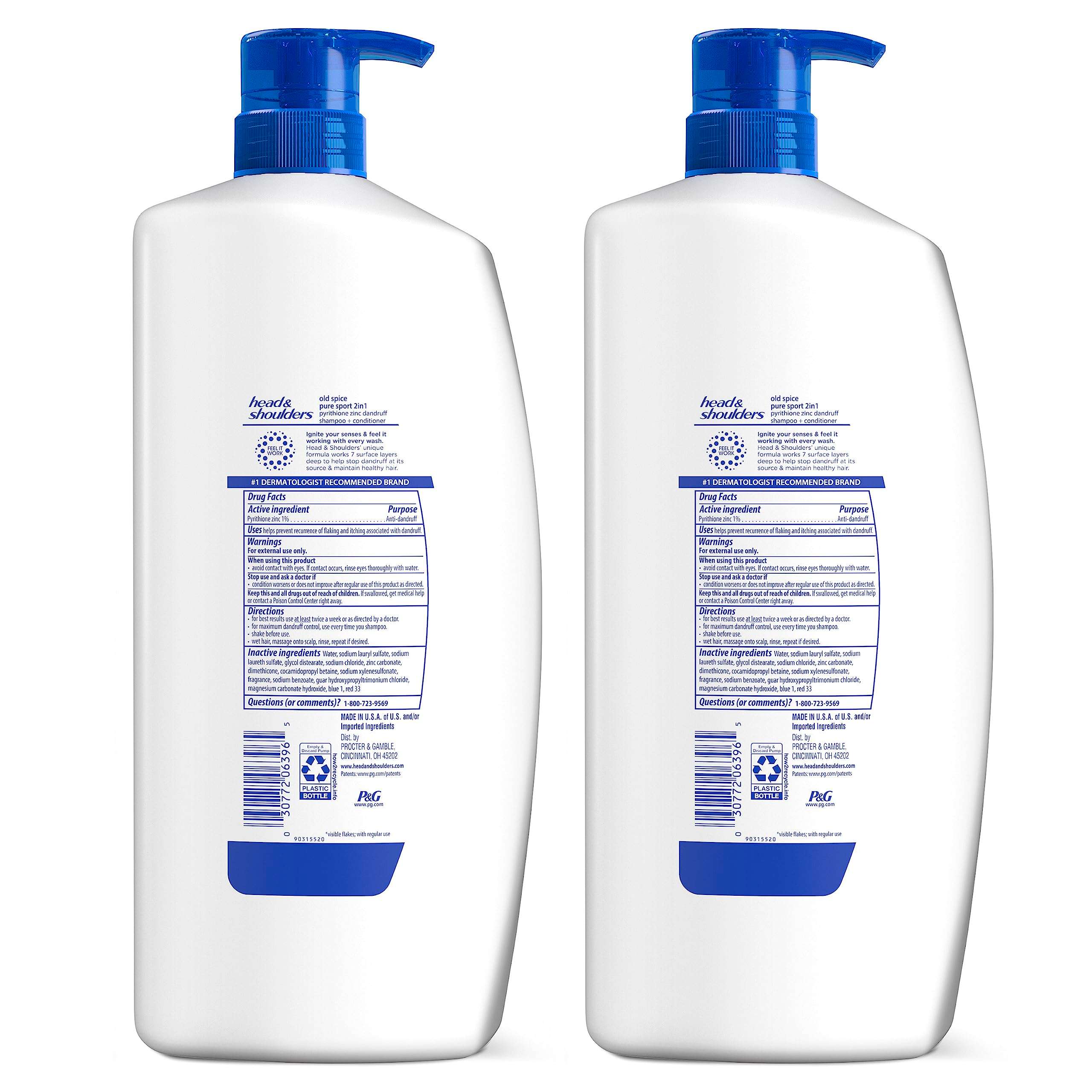 Head & Shoulders 2-in-1 Dandruff Shampoo and Conditioner Set, Clinically Proven Dandruff & Itch Relief, Lemon-Lime Scent of Old Spice Pure Sport, Nourish Scalp & Hair, 31.4 Fl Oz Each, 2 Pack - Image 9