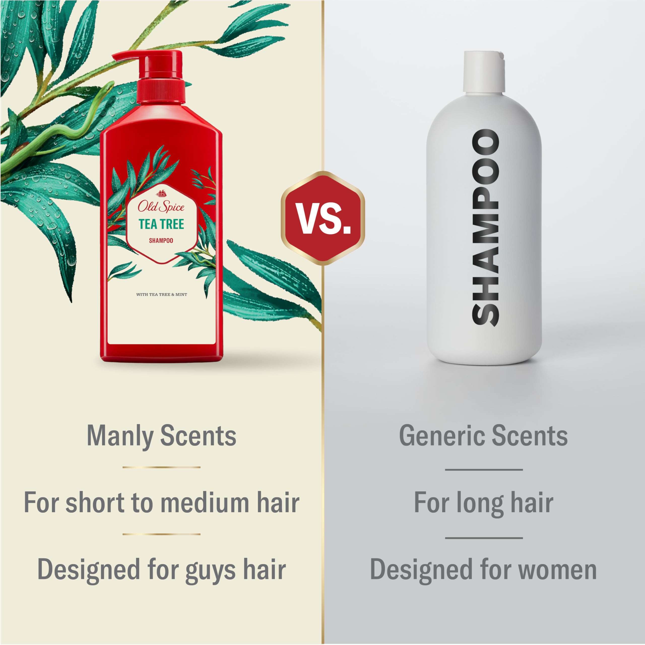 Old Spice Tea Tree Shampoo for Men, Healthier, Fuller, More Moisturized Looking Hair, 21.9 Fl Oz Each, Twin Pack - Image 3