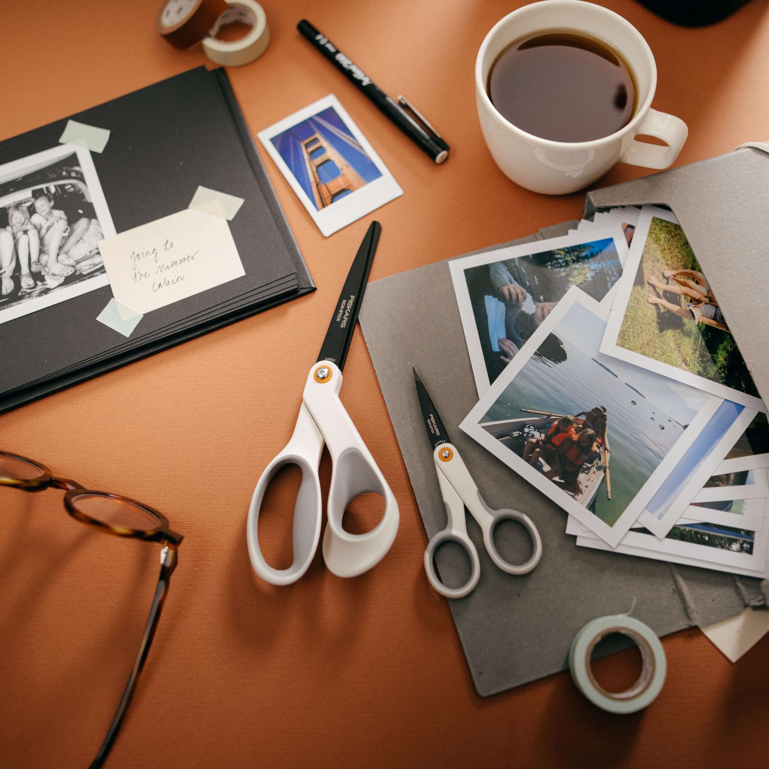 Fiskars 8” Premium Non-Stick Comfort Grip Scissors Ideal for Sticky Materials like Vinyl, Tape, and Glue, with Ergonomic Bent Handles for Precise Tabletop Cutting - Image 8