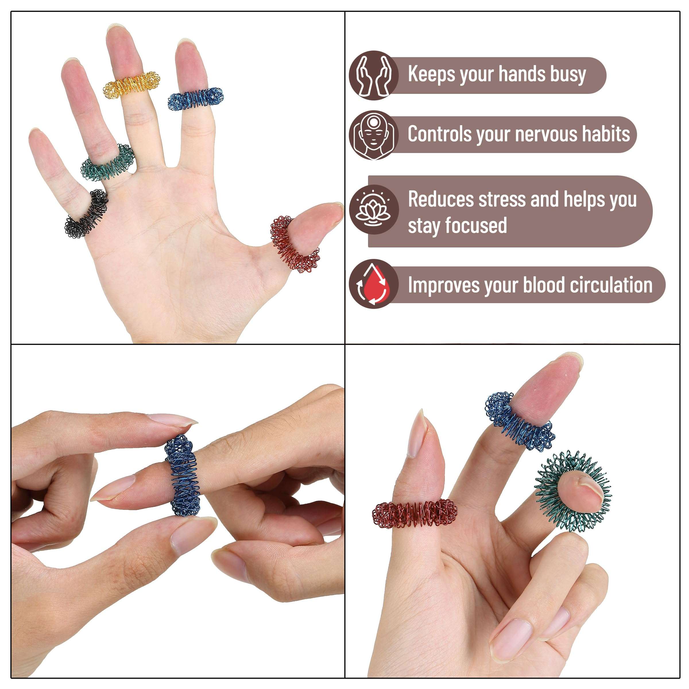 Mr. Pen- Spiky Sensory Rings, 10 Pack, Stress Relief Fidget Sensory Toys, Fidget Rings, Fidget Ring for Anxiety, Stress Relief Rings, Massager for Fidget ADHD Autism, Back to School Supplies - Image 4