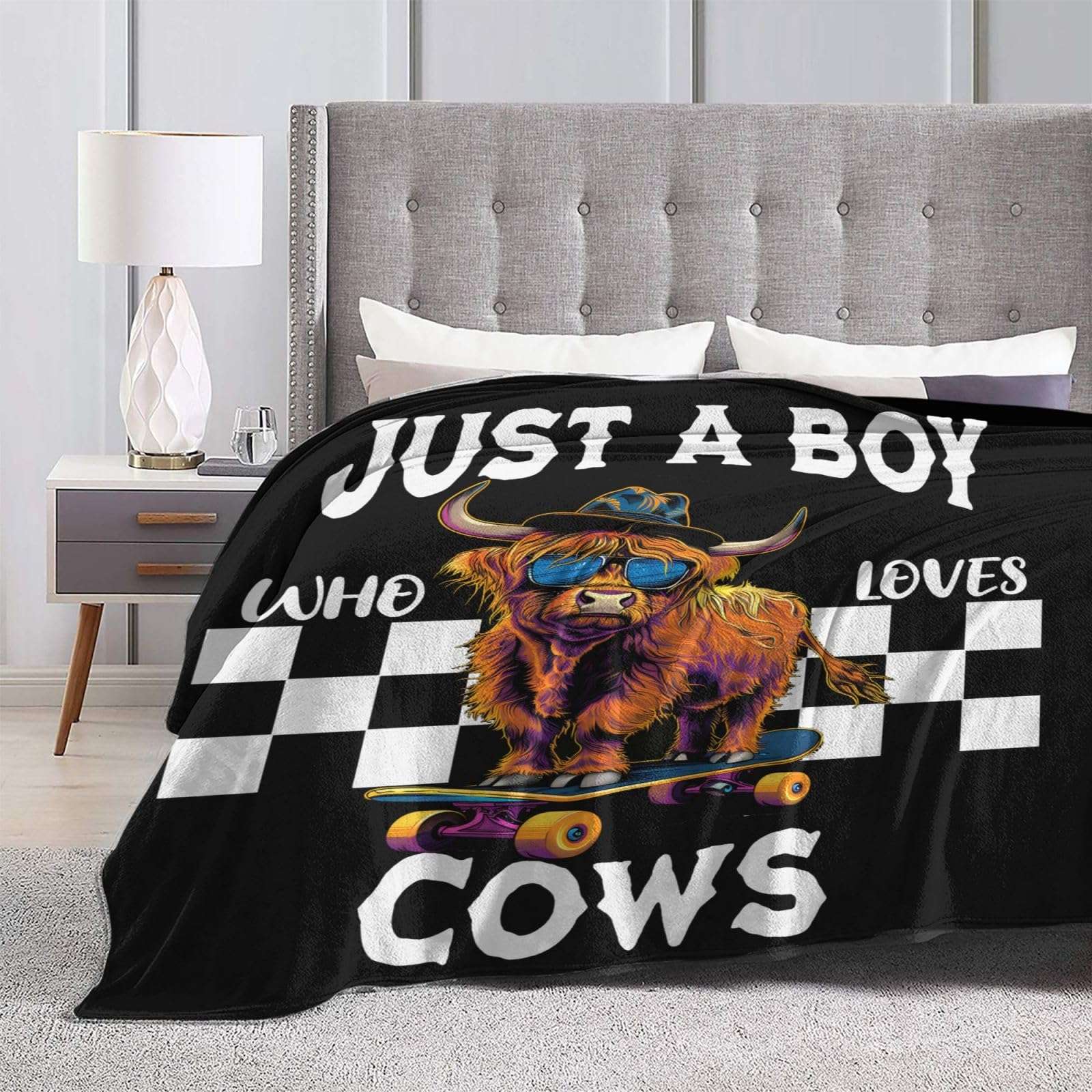 Just A Boy Who Love Cows Blanket Funny Highland Cows Decor Throw Blanket Gifts for Girls Boys Super Warm Soft Plush Fleece Flannel Cattle Blanket Couch Bedding Blanket for Adults Kids Women 50"X40" - Image 8