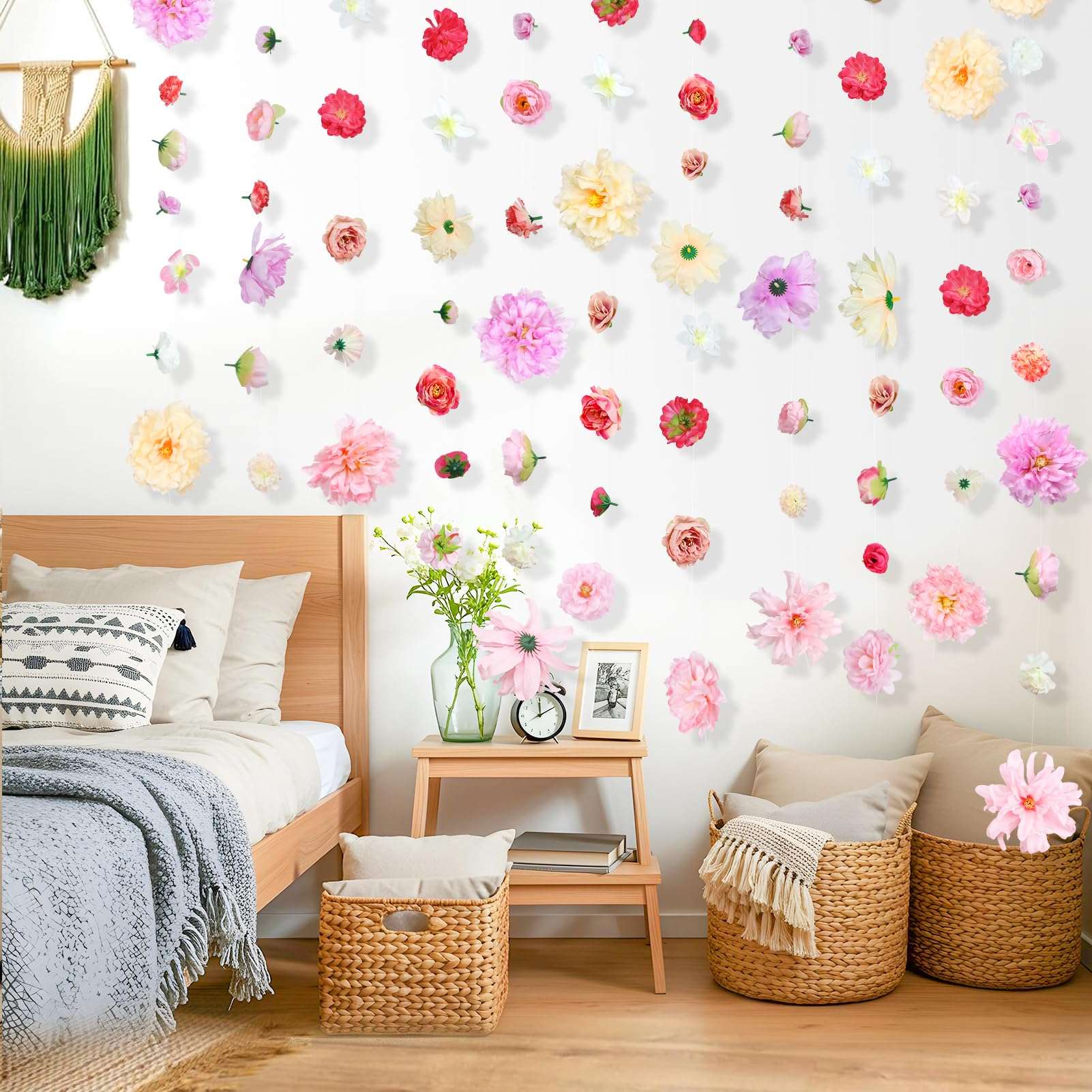 K KUMEED 6 PCS Artificial Rose Flowers Hanging Decorations,13 FT Dangling Fake Rose with Hooks Spring Party Decorations for Wedding Party Background Birthday Baby Shower Home Flower Garden Themed - Image 6