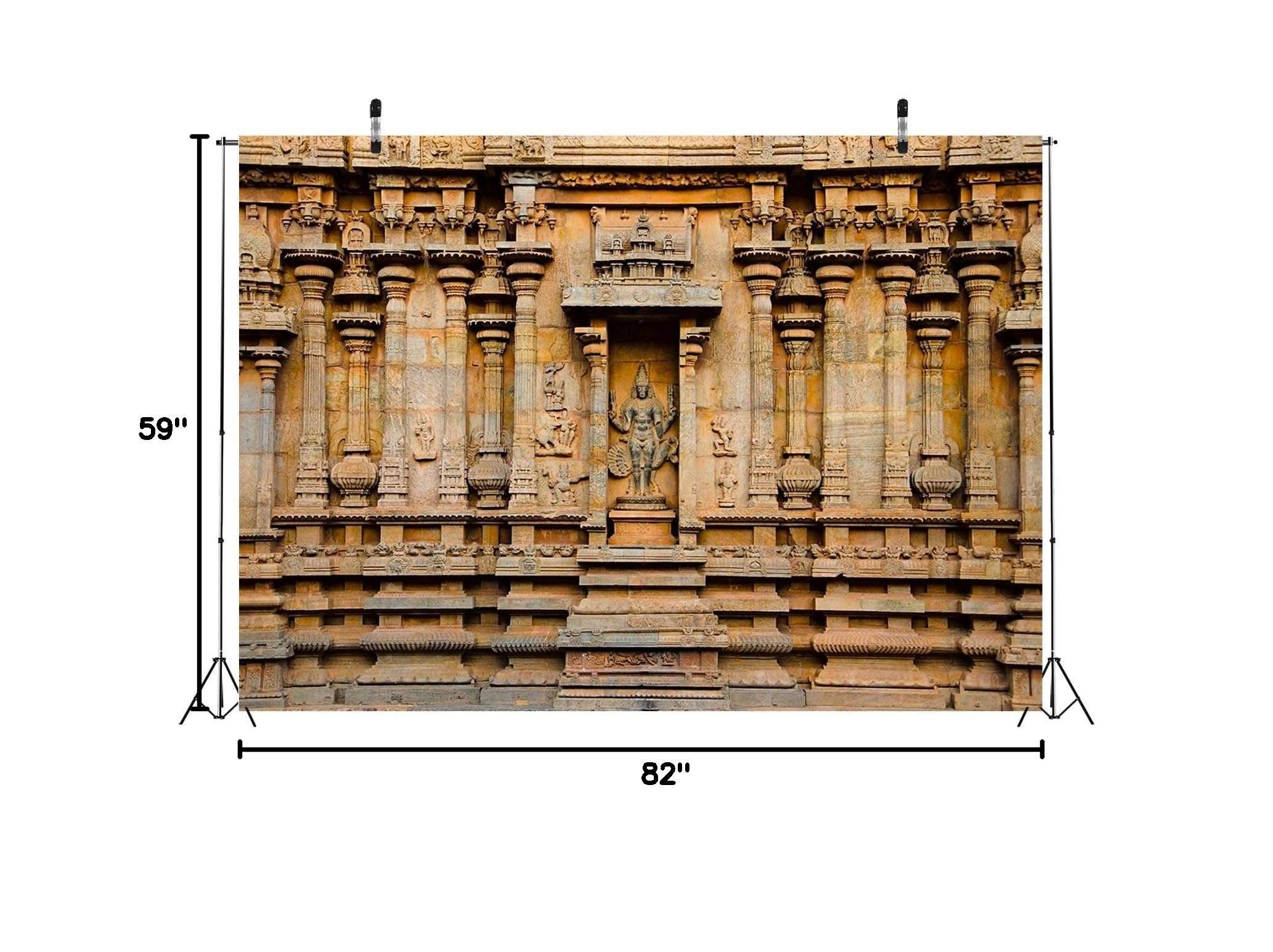 BELECO 7x5ft Fabric Indian Hindu Temple Backdrop Carved Idol on The Wall of Brihadishvara Temple, Thanjavur Background Hinduism Religion Background Indian Landmark Travel Photo Studio Props Wallpaper - Image 8