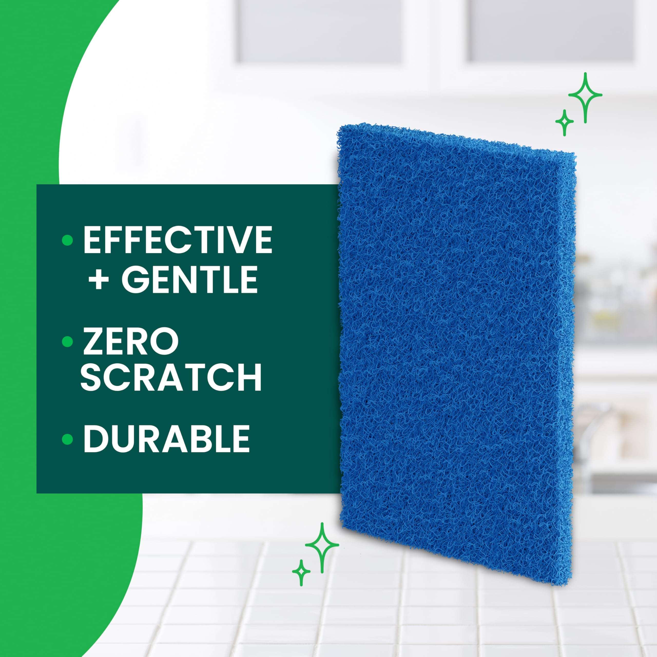 Scotch-Brite Zero Scratch Scouring Pad, Effective + Gentle Dish Scrubber for Household Cleaning, 3 Scrub Pads for Dishes, Nonstick Pots and Pans, Glass, Tubs, Showers, Reusable & Durable - Image 4