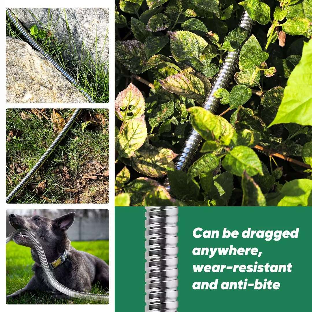 Garden Hose 50ft, Heavy Duty Stainless Steel Water Hose with 10 Functional Nozzles, No Kink, Lightweight and Flexible, Easy to Use and Store, Strong and Sturdy, Suitable for Yard and Lawn - Image 7