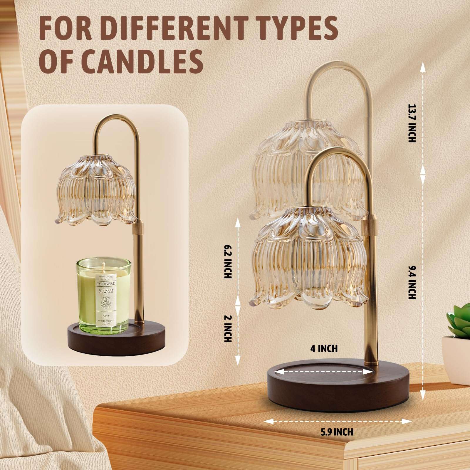 GEEZO Fragrance Candle Warmer Lamp，Electric Candle Warmer with Timer & Dimmer，Mom Christmas Birthday Gifts for Women, House Warming Gifts New Home Bedroom Decor - Image 2