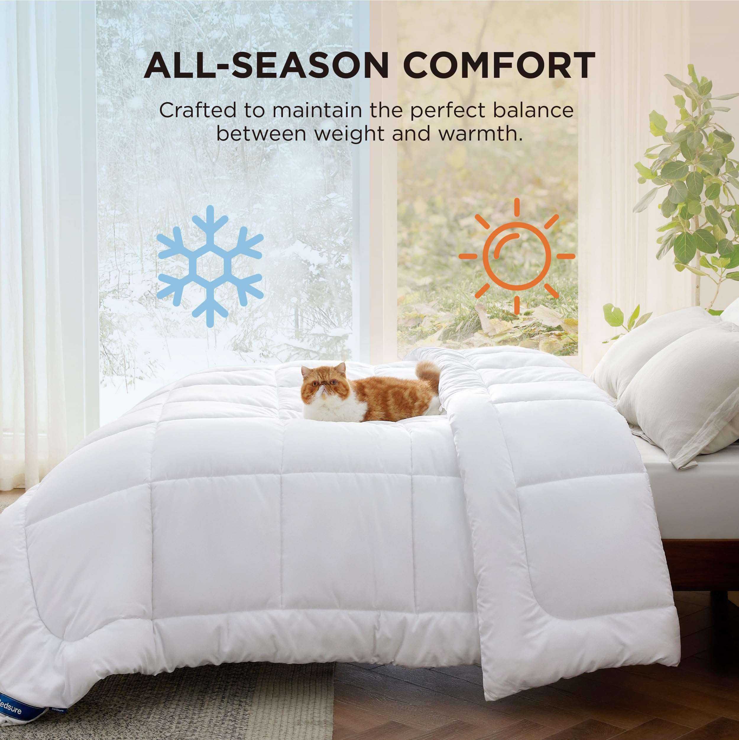 Bedsure Comforter Duvet Insert - Quilted Comforters Queen Size, All Season Duvet, Down Alternative Bedding, with 8 Tabs, Gifts for Women/Men, White, Queen 88 x 88 Inches - Image 6