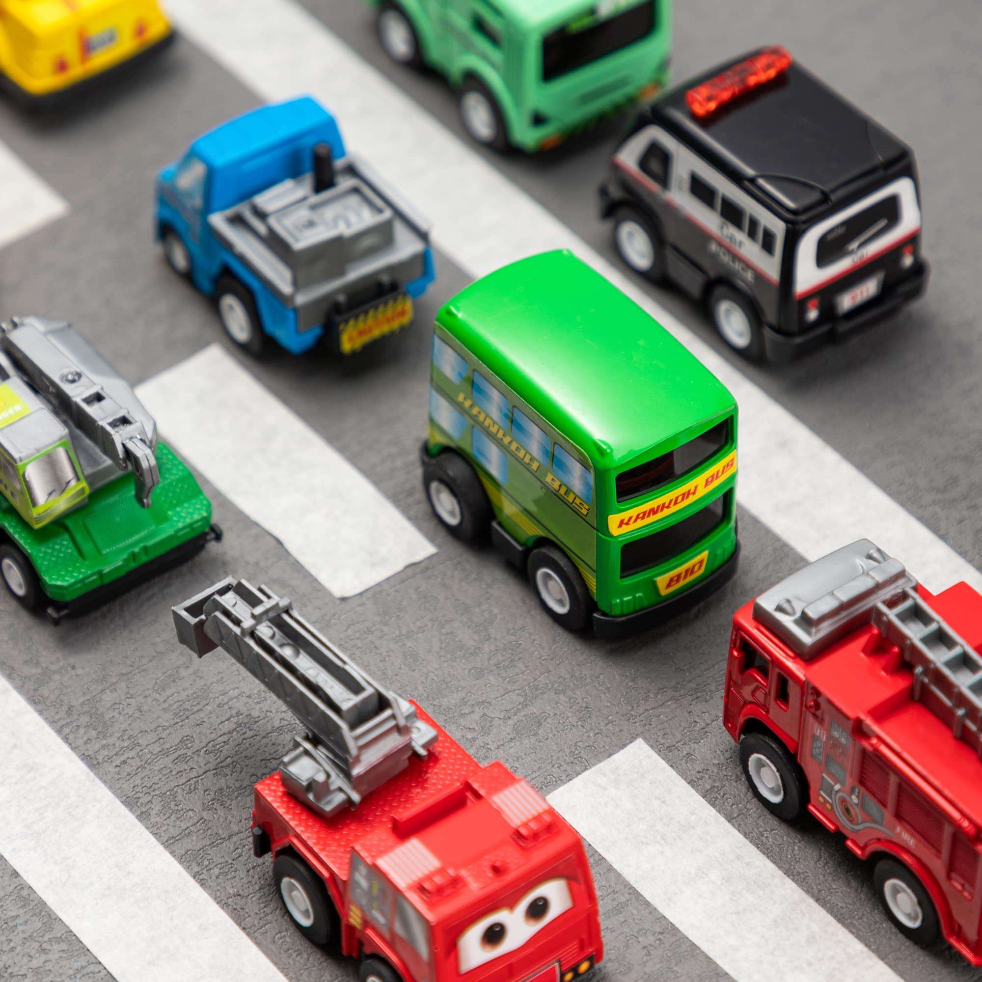JOYIN 18 Pcs Pull Back City Cars and Trucks Toy Vehicles Set, Friction Powered Cars Toys for Toddlers, Boys, Girls’ Educational Play, Kids Stocking Stuffers, Treasure Box Gifts for Classroom - Image 7