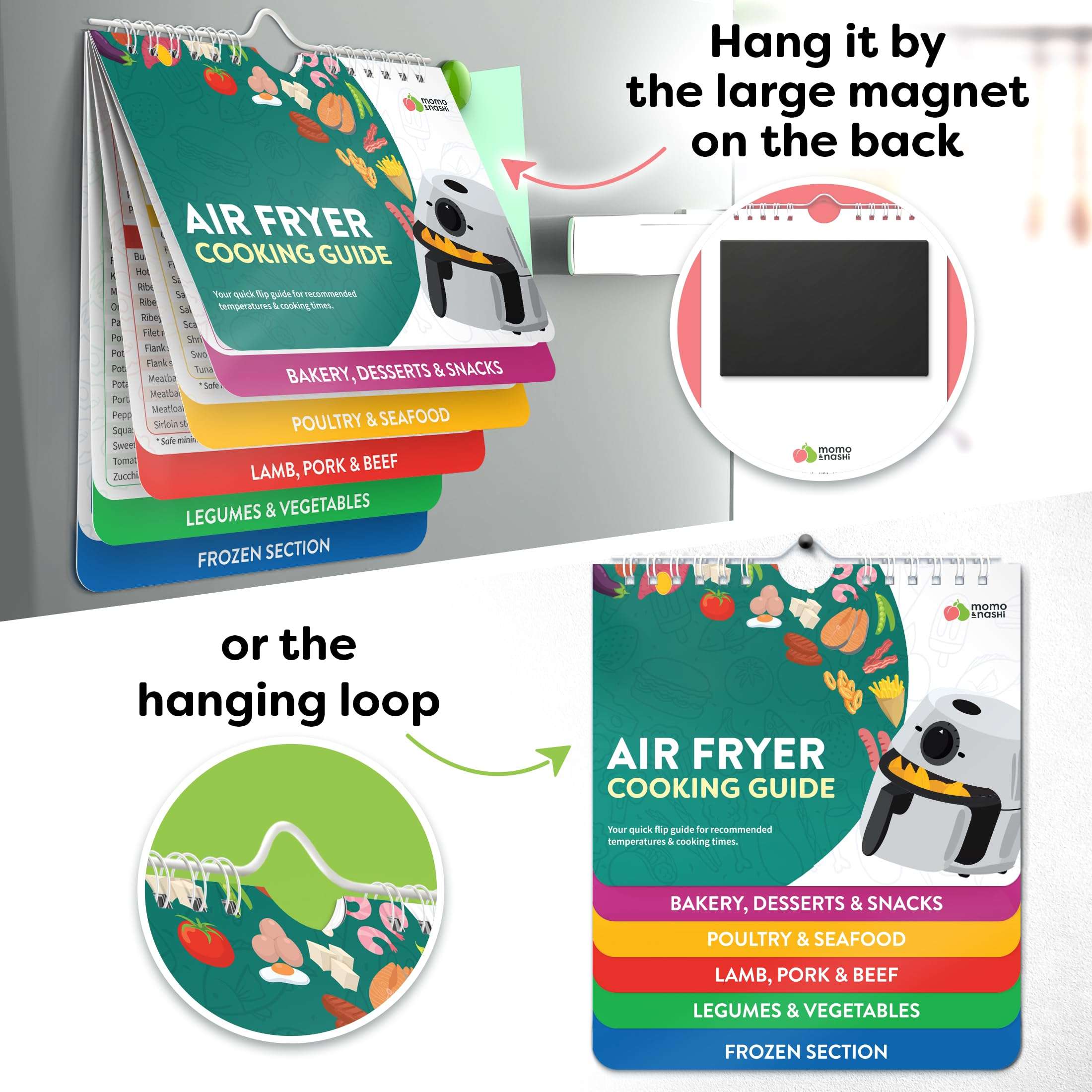 Air Fryer Cheat Sheet Magnets Cooking Guide Booklet - Air Fryer Magnetic Cheat Sheet Set Cooking Times Chart - Cookbooks Instant Air Fryer Accessories Oven Cooking Pot Temp Guide Kitchen Conversion - Image 5