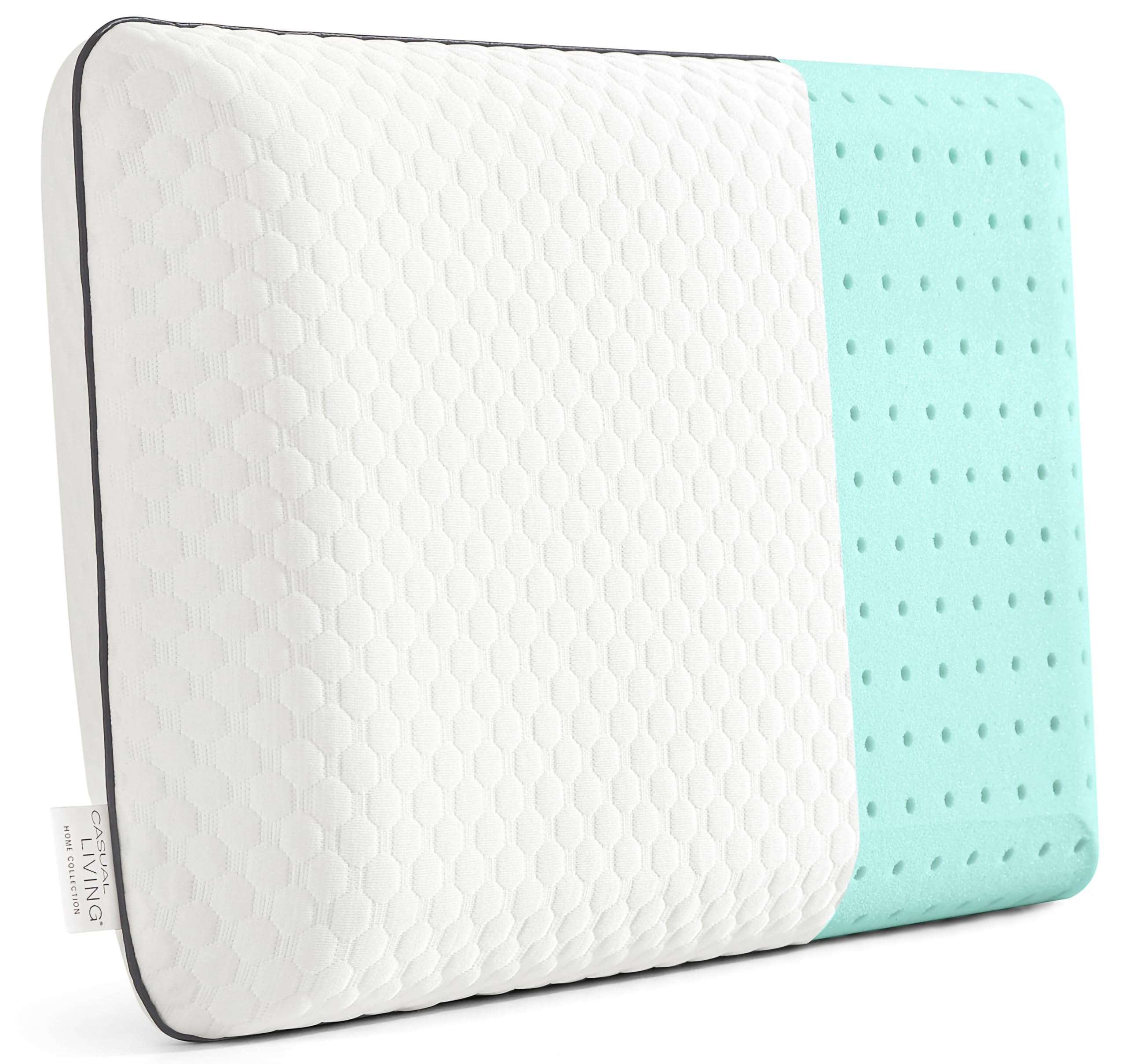 Casual Living Memory Foam Pillow Queen Size Bed 1-Pack with Hypoallergenic Removable Washable Cover for Back Stomach and Side Sleepers for Dorm Essentials, 16-inch x 29-inch, White - Image 1