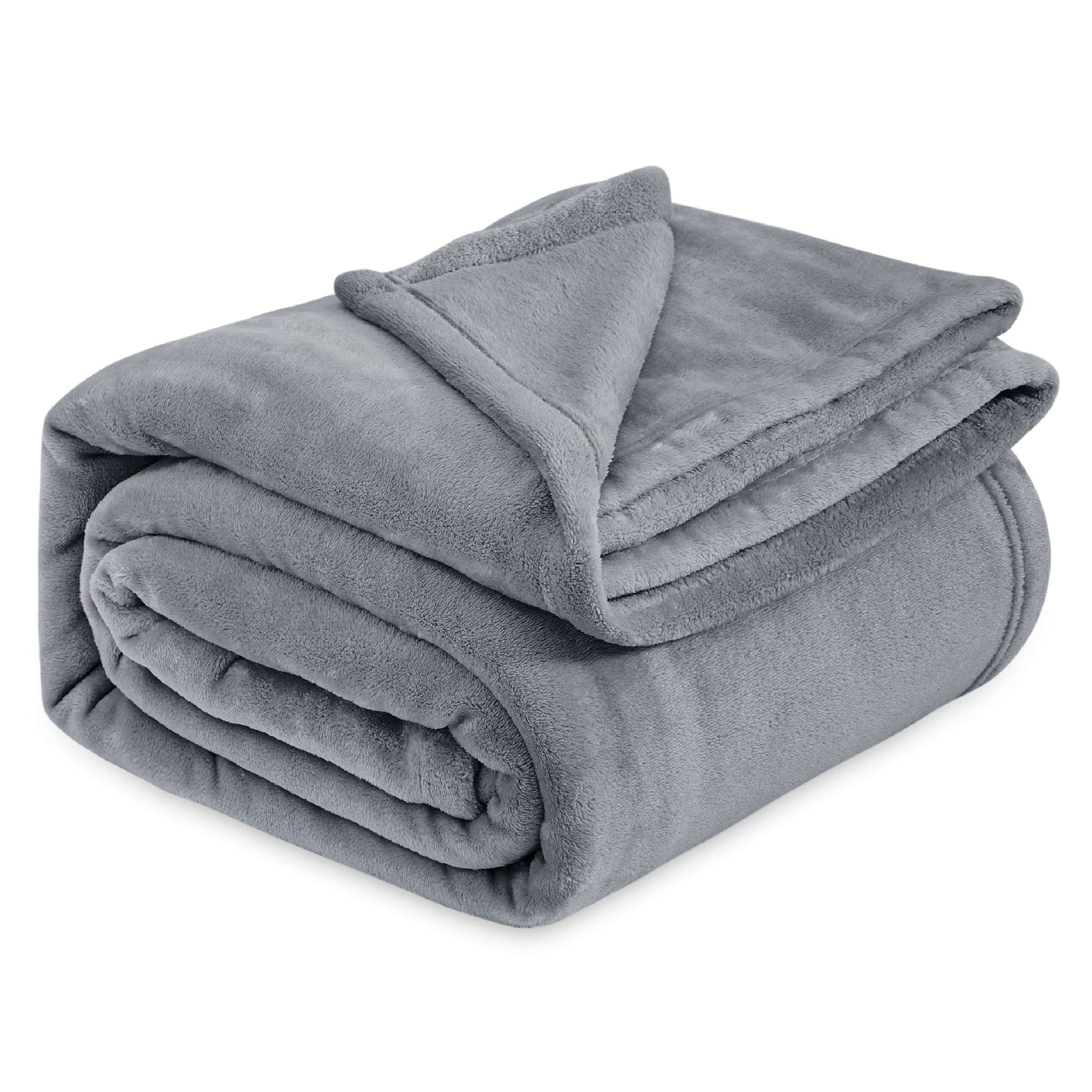 Bedsure GentleSoft Fleece Bed Blankets Queen Size Grey - Soft Lightweight Plush Fuzzy Cozy Luxury Fall Blanket Microfiber, Room Home Decor Gifts for Women and Men, 90x90 inches - Image 1