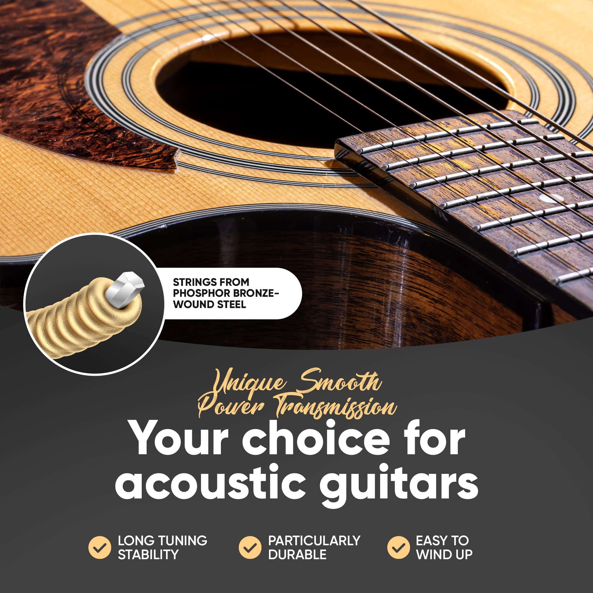 HAVENDI® Guitar Strings I Acoustic guitar strings with Phosphor Bronze Coating I Brilliant Sound Quality I Includes 3 Picks… - Image 5