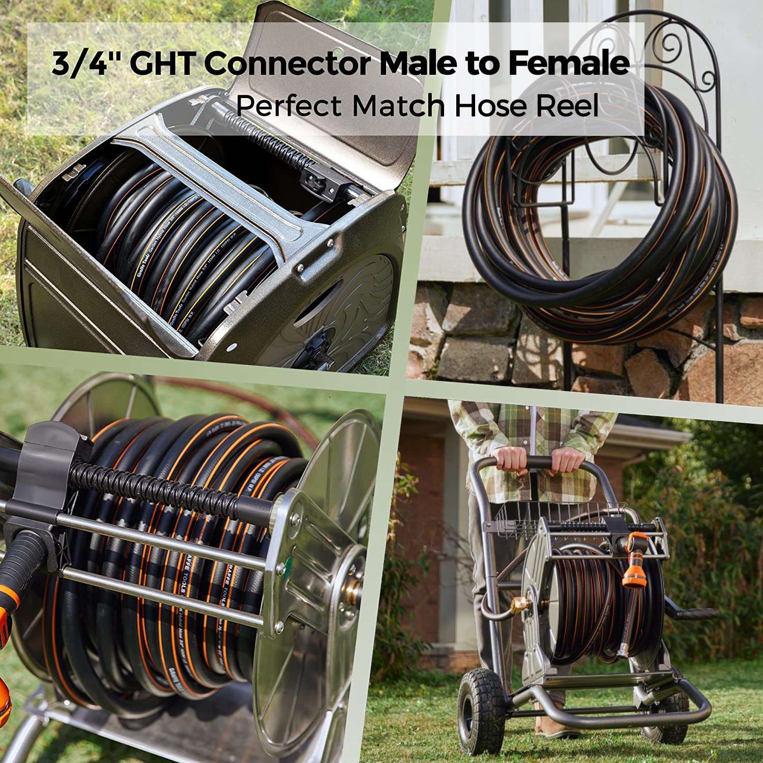 Giraffe Hybrid Garden Hose 5/8" x 50ft, Custom Length, NO Kink, Flexible, Leakproof Hose with Male to Female Fittings, 600 Burst PSI - Image 8
