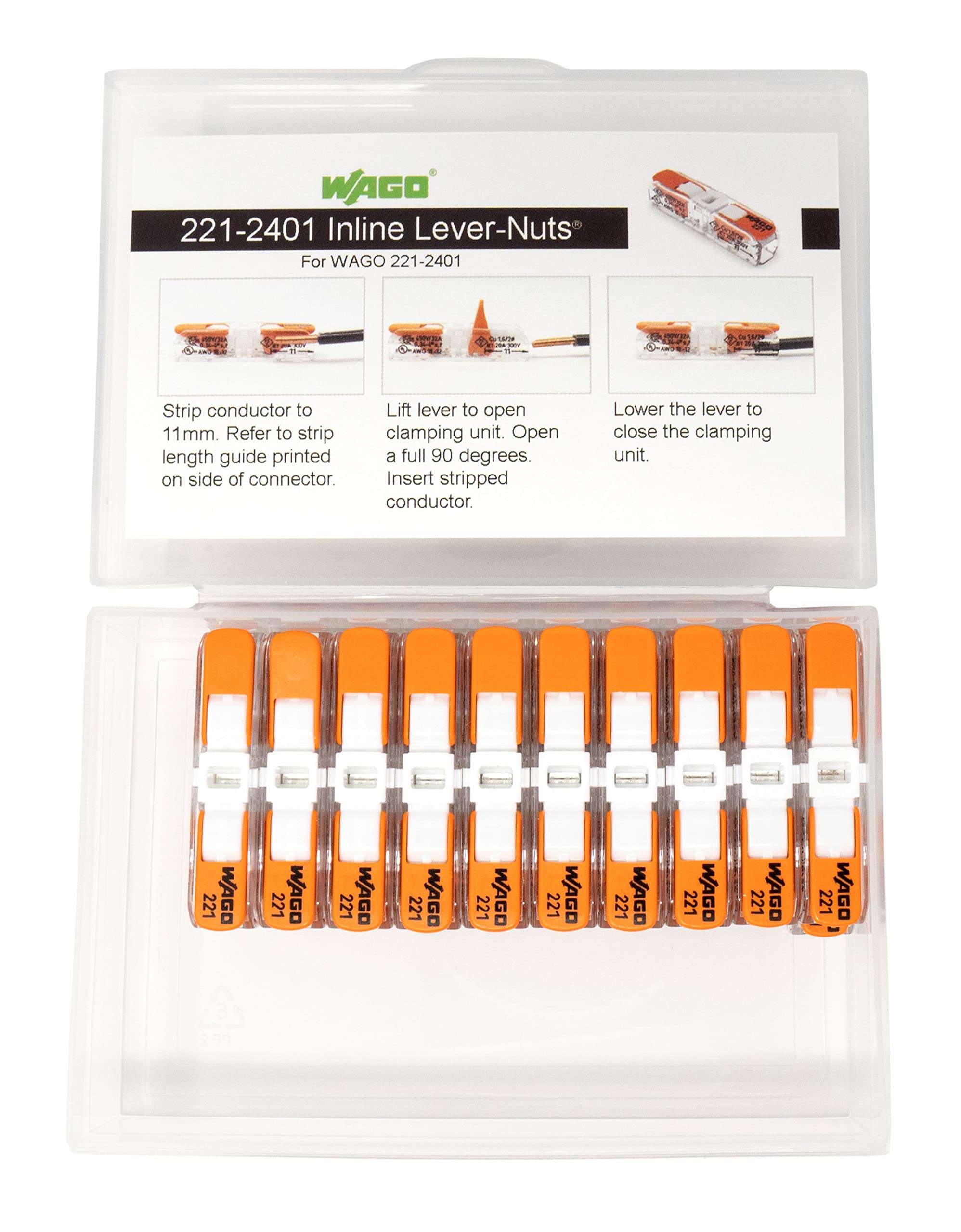 WAGO 221-2401 Lever Nuts Compact Splicing Inline Wire Connectors with Case | 20pc - Image 5