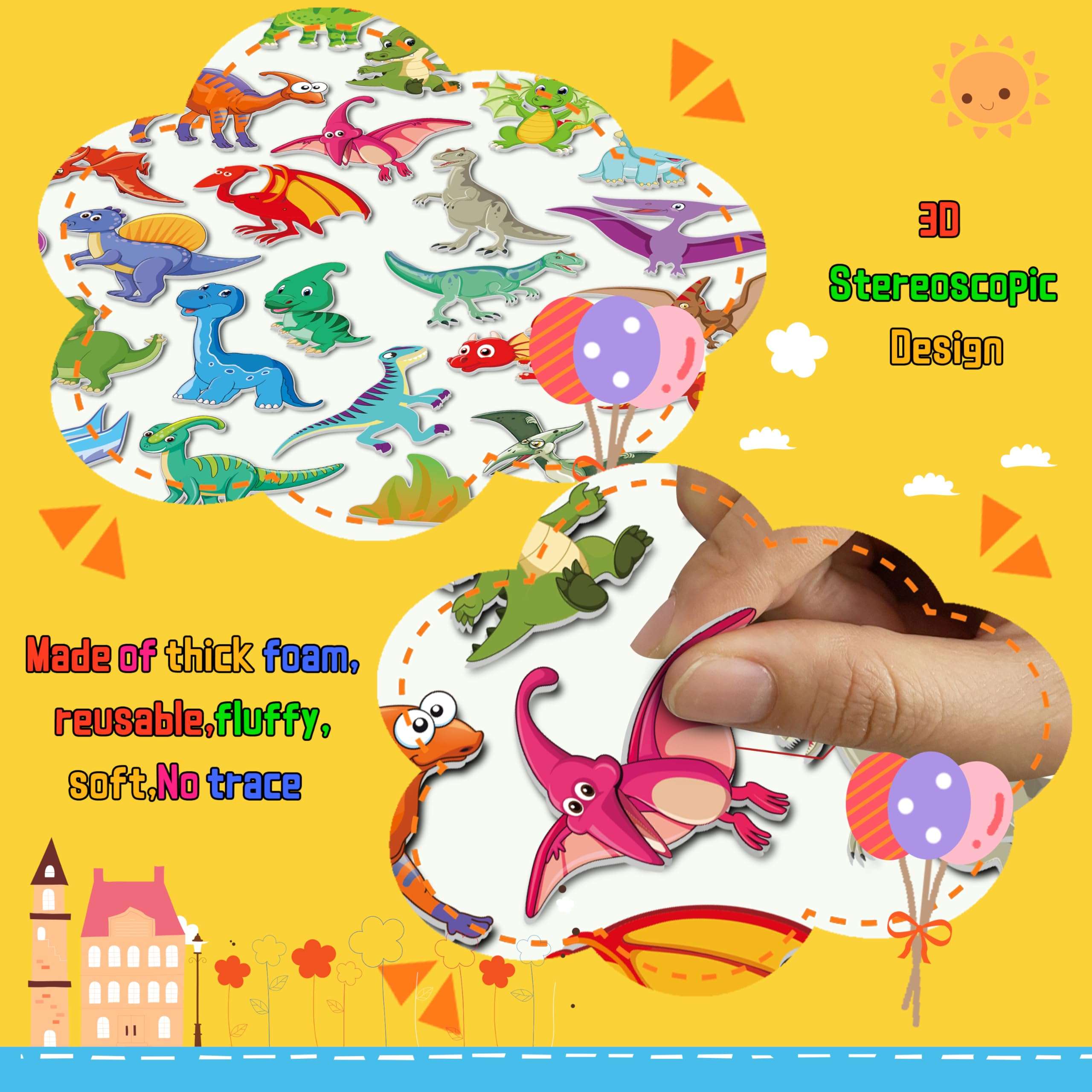 Kalysky 6Set Puffy Sticker Books for Kids 2-4, 3D Reusable Stickers Books for Toddlers 1-3,2-4,Farm+Animal+Dinosaurs+Ocean World+Space+Vehicle - Image 3