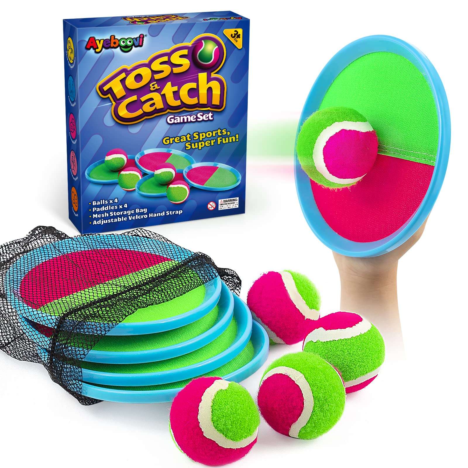Ayeboovi Toss and Catch Ball Game Outdoor Toys for Kids Yard Games Beach Toys Outside Games for 3 4 5 6 7 8 9 10 Year Old Boys Girls (Upgraded) - Image 1